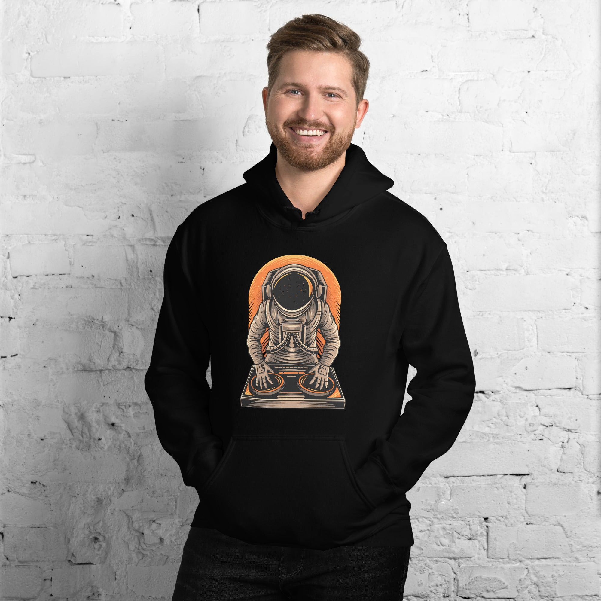 Felpa Stampata Unisex con Cappuccio – Morbida – Design Space Dj-Biiply