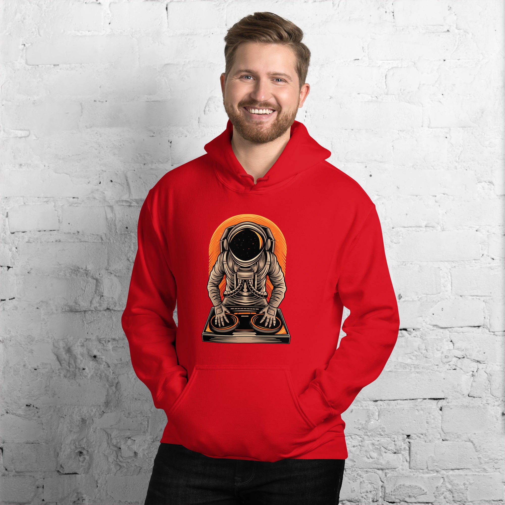 Felpa Stampata Unisex con Cappuccio – Morbida – Design Space Dj-Biiply