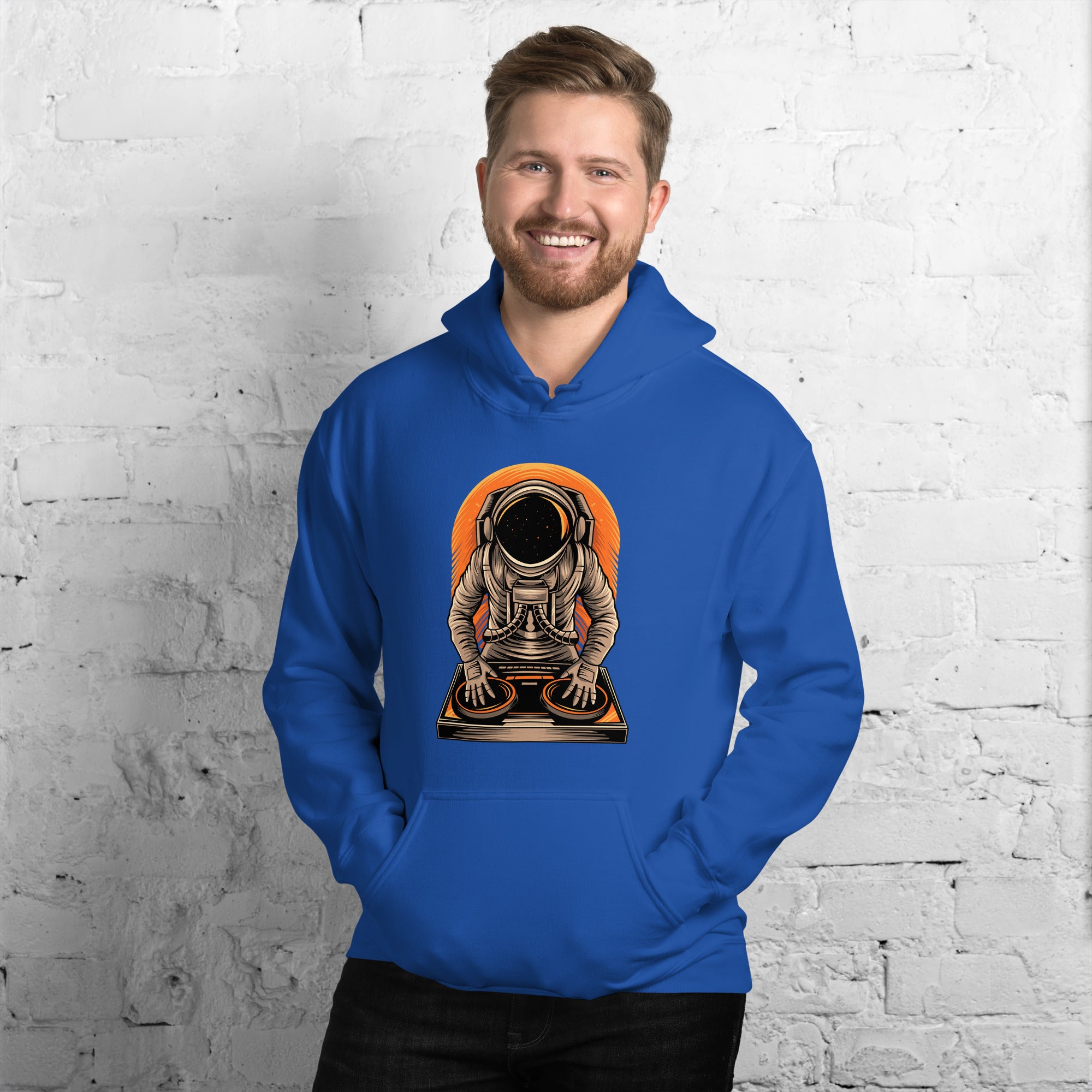 Felpa Stampata Unisex con Cappuccio – Morbida – Design Space Dj-Biiply
