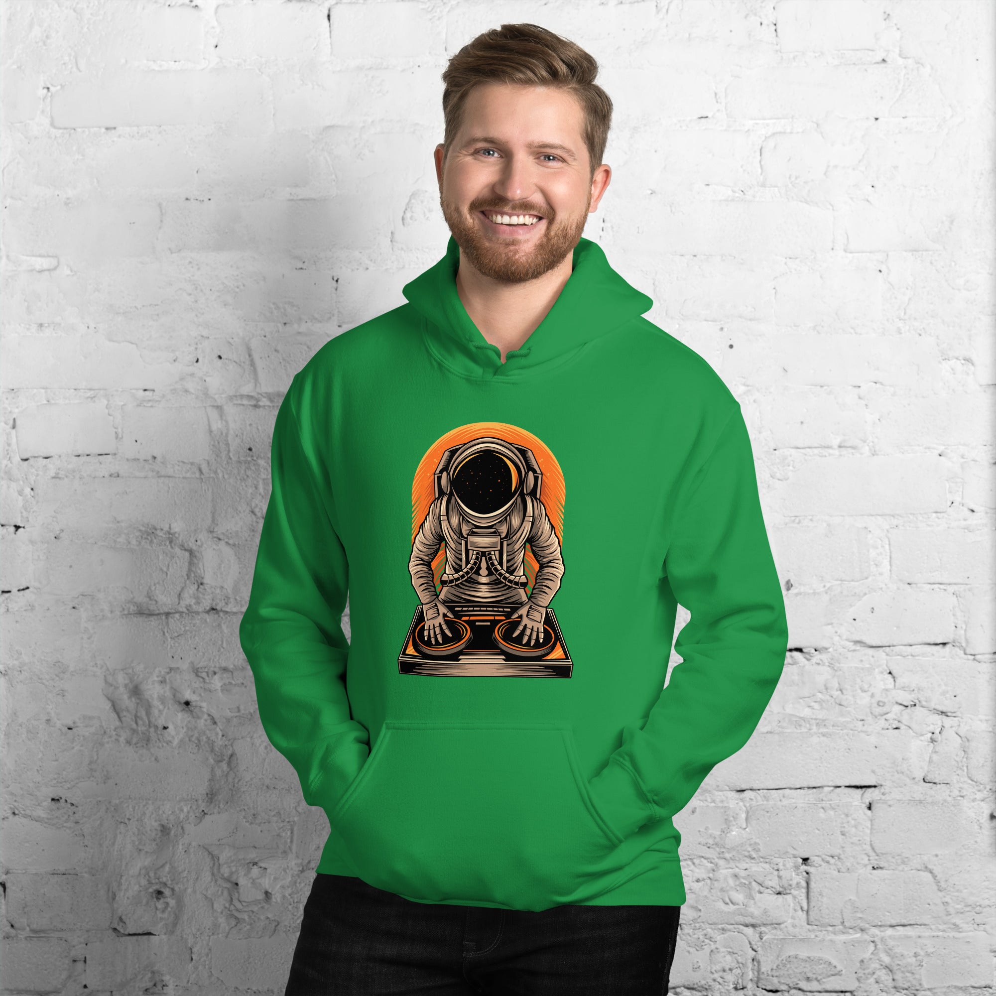 Felpa Stampata Unisex con Cappuccio – Morbida – Design Space Dj-Biiply