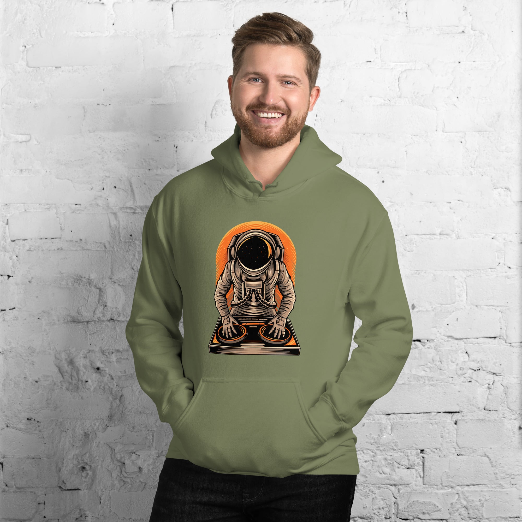 Felpa Stampata Unisex con Cappuccio – Morbida – Design Space Dj-Biiply