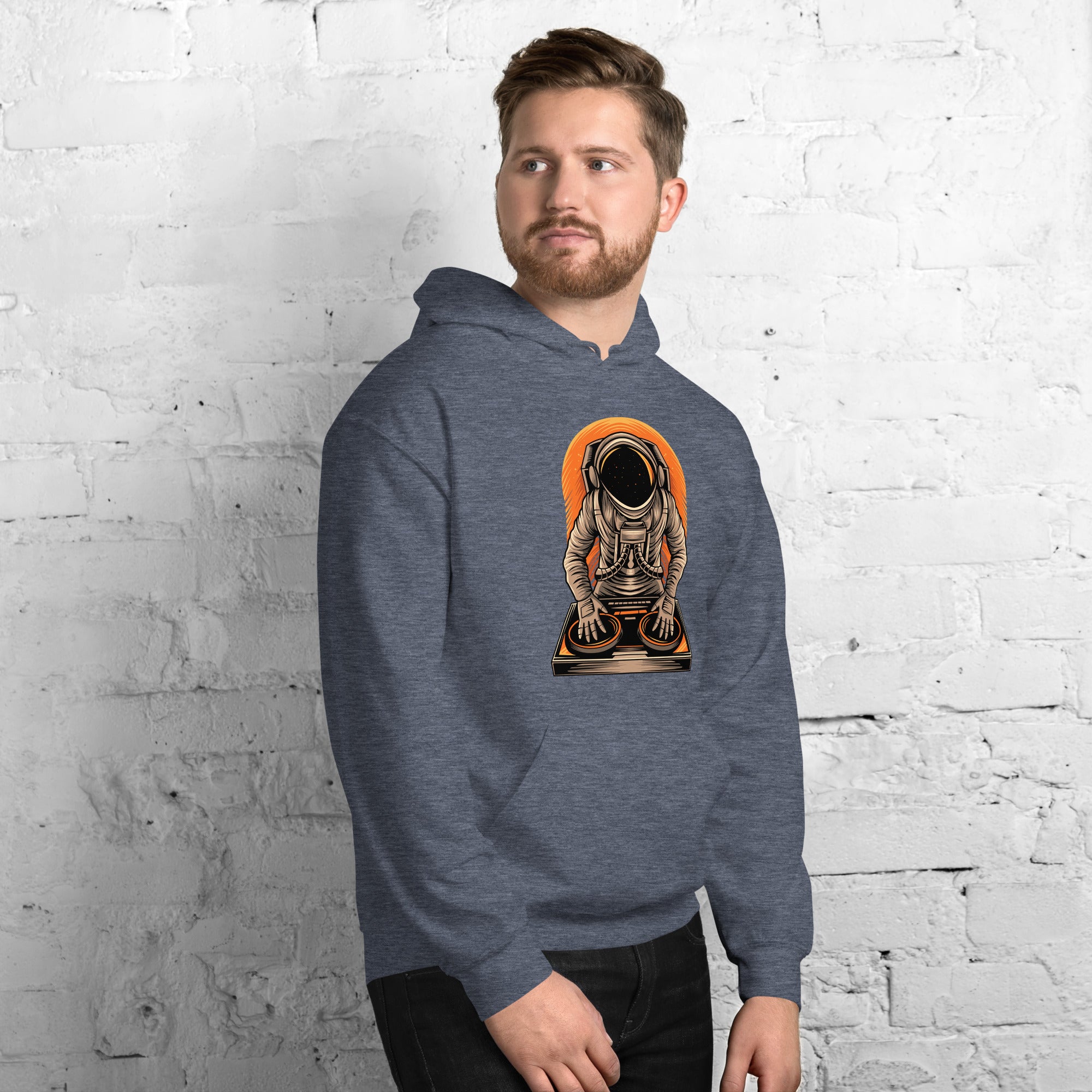 Felpa Stampata Unisex con Cappuccio – Morbida – Design Space Dj-Biiply