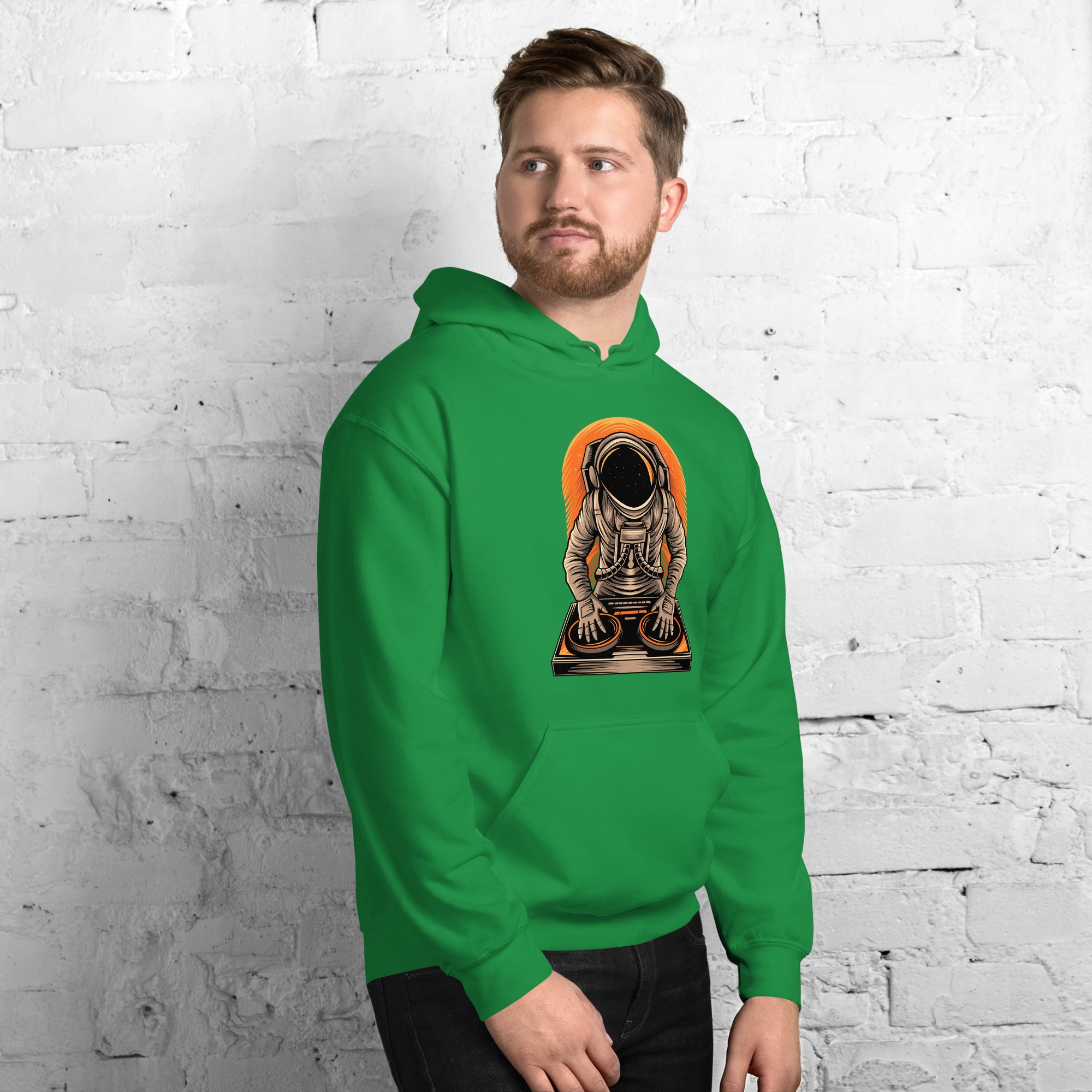 Felpa Stampata Unisex con Cappuccio – Morbida – Design Space Dj-Biiply