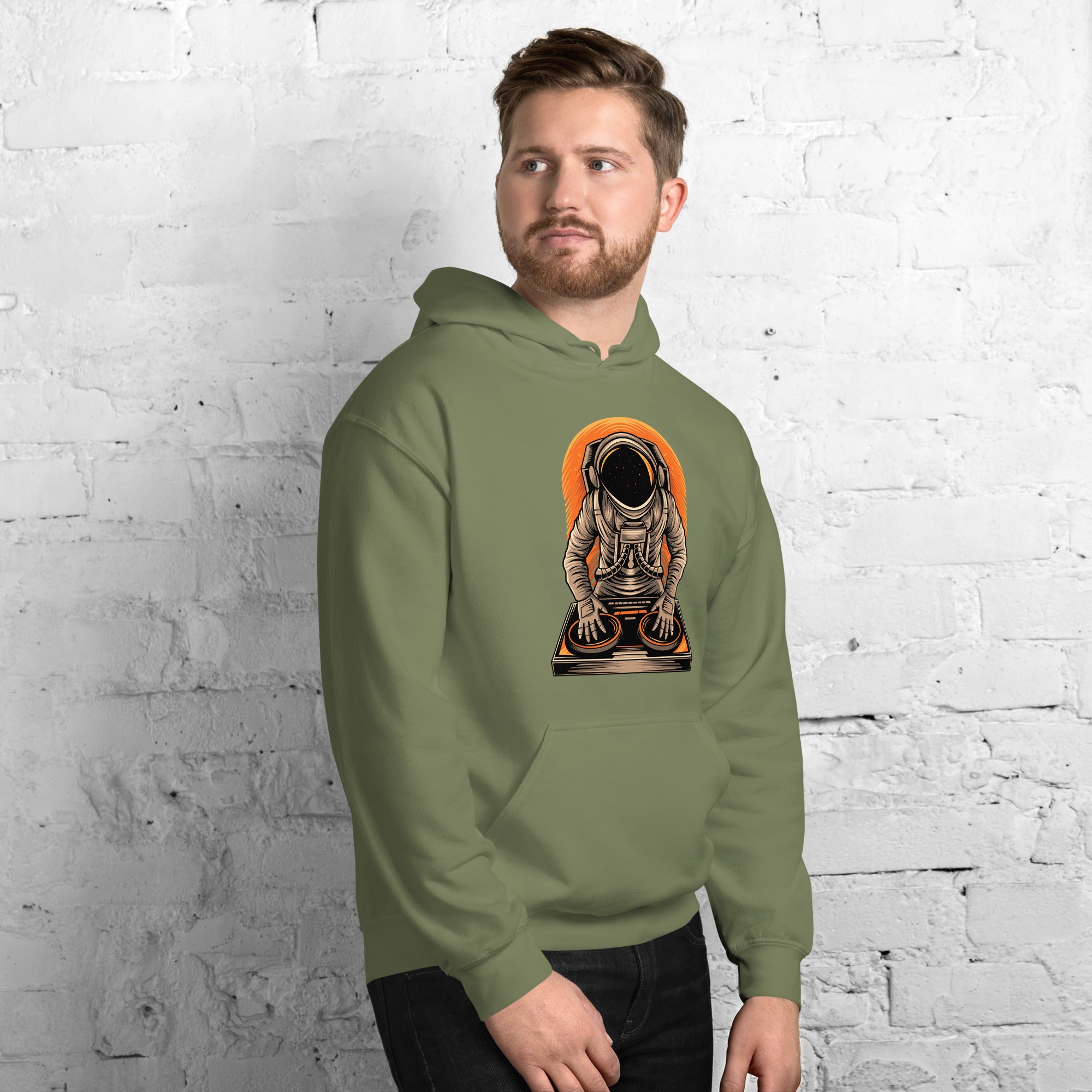 Felpa Stampata Unisex con Cappuccio – Morbida – Design Space Dj-Biiply