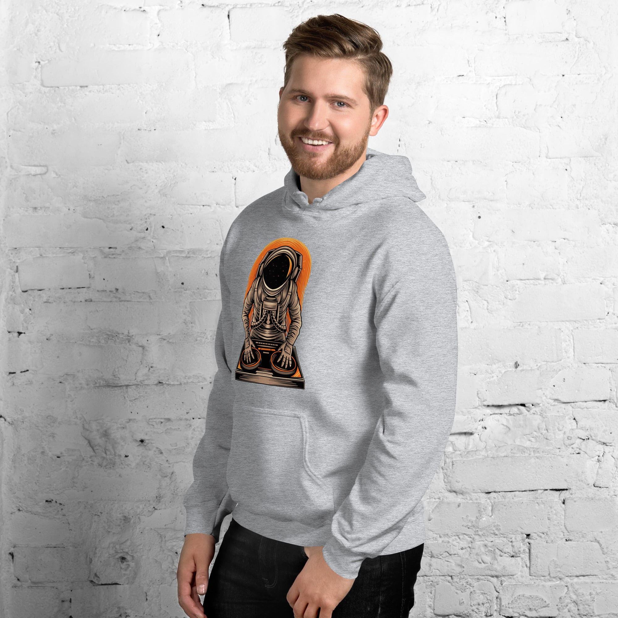 Felpa Stampata Unisex con Cappuccio – Morbida – Design Space Dj-Biiply