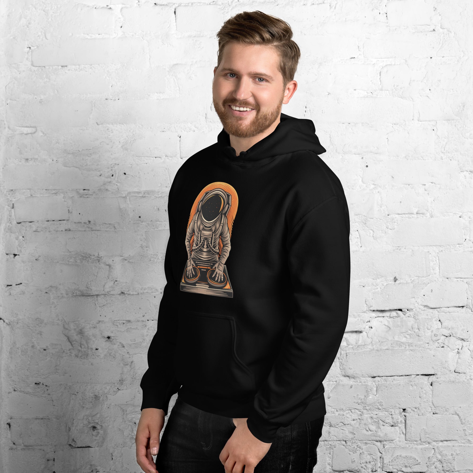Felpa Stampata Unisex con Cappuccio – Morbida – Design Space Dj-Biiply