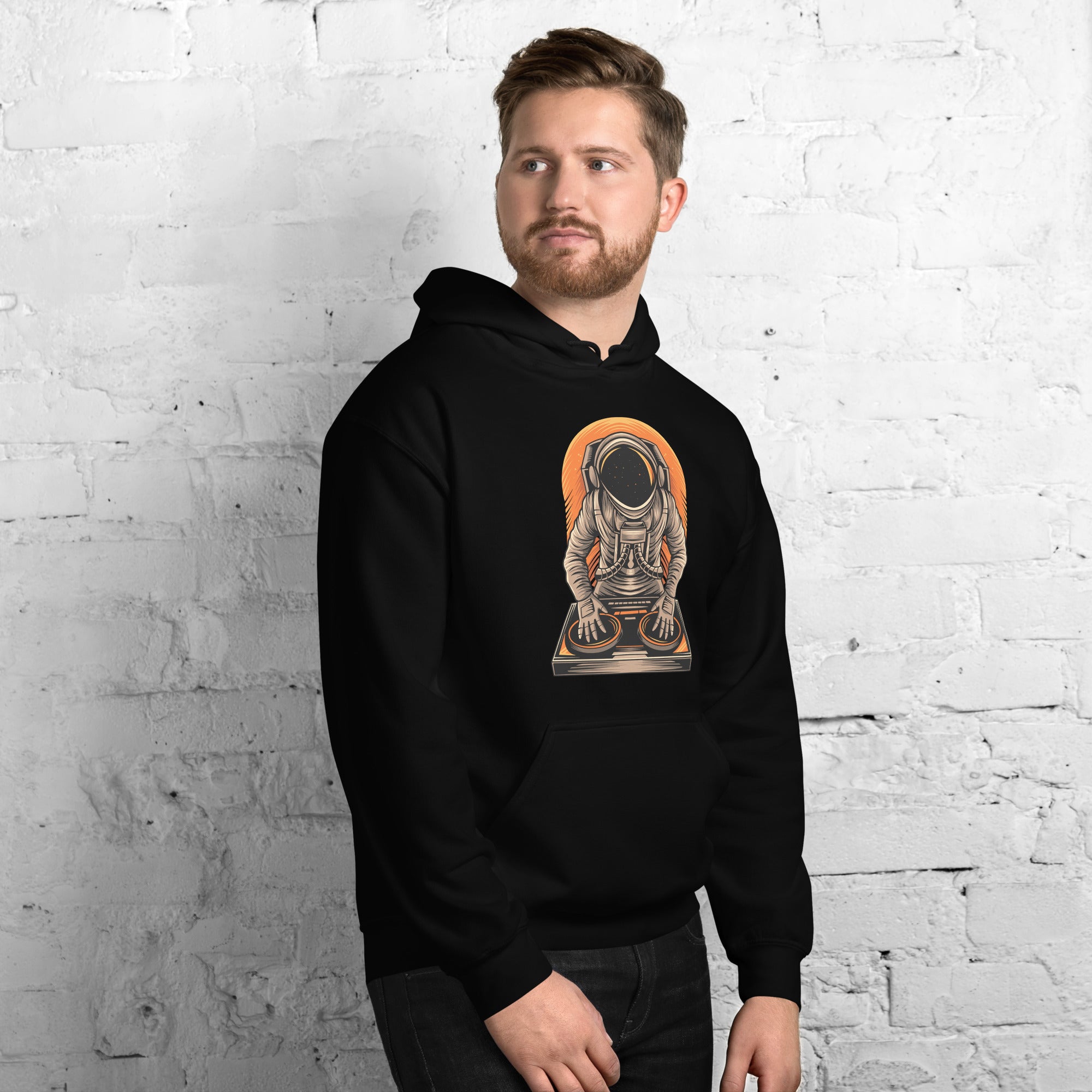 Felpa Stampata Unisex con Cappuccio – Morbida – Design Space Dj-Biiply