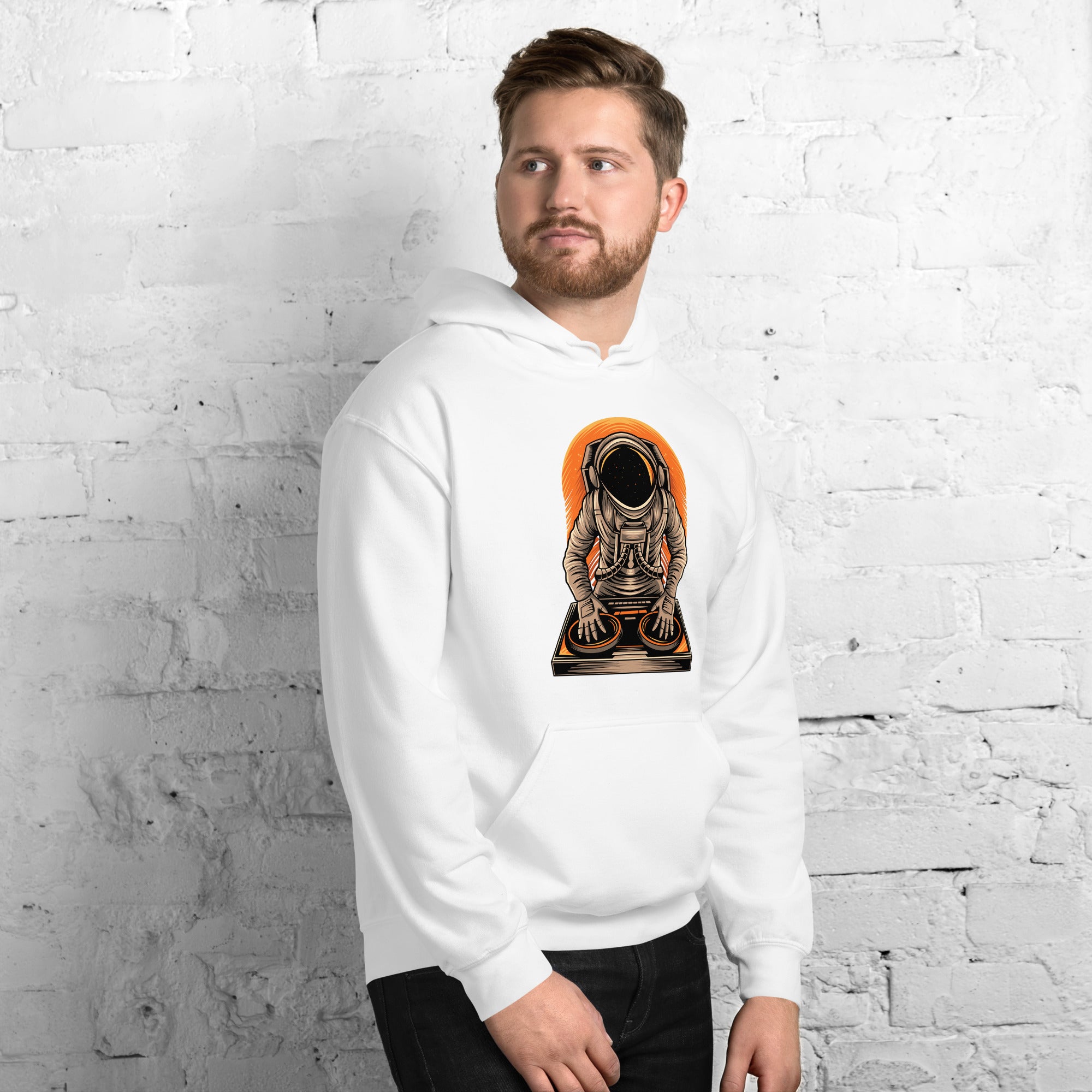 Felpa Stampata Unisex con Cappuccio – Morbida – Design Space Dj-Biiply