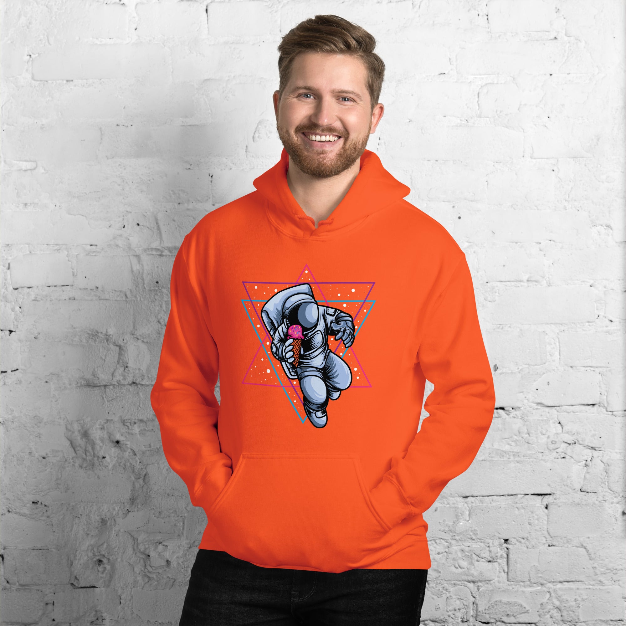 Felpa Stampata Unisex con Cappuccio – Morbida – Design Space Ice cream-Biiply
