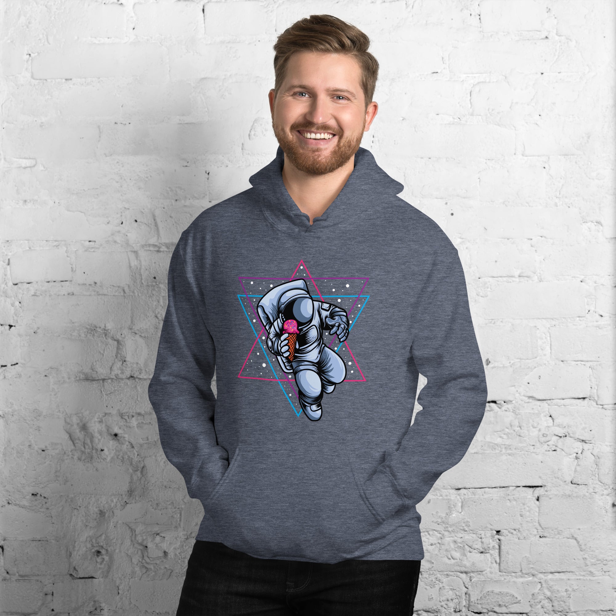 Felpa Stampata Unisex con Cappuccio – Morbida – Design Space Ice cream-Biiply