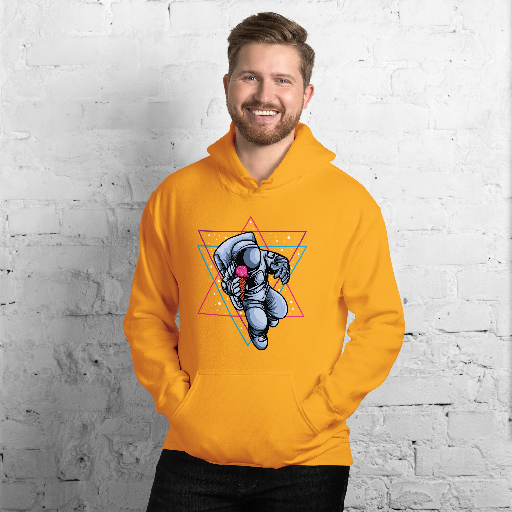 Felpa Stampata Unisex con Cappuccio – Morbida – Design Space Ice cream-Biiply