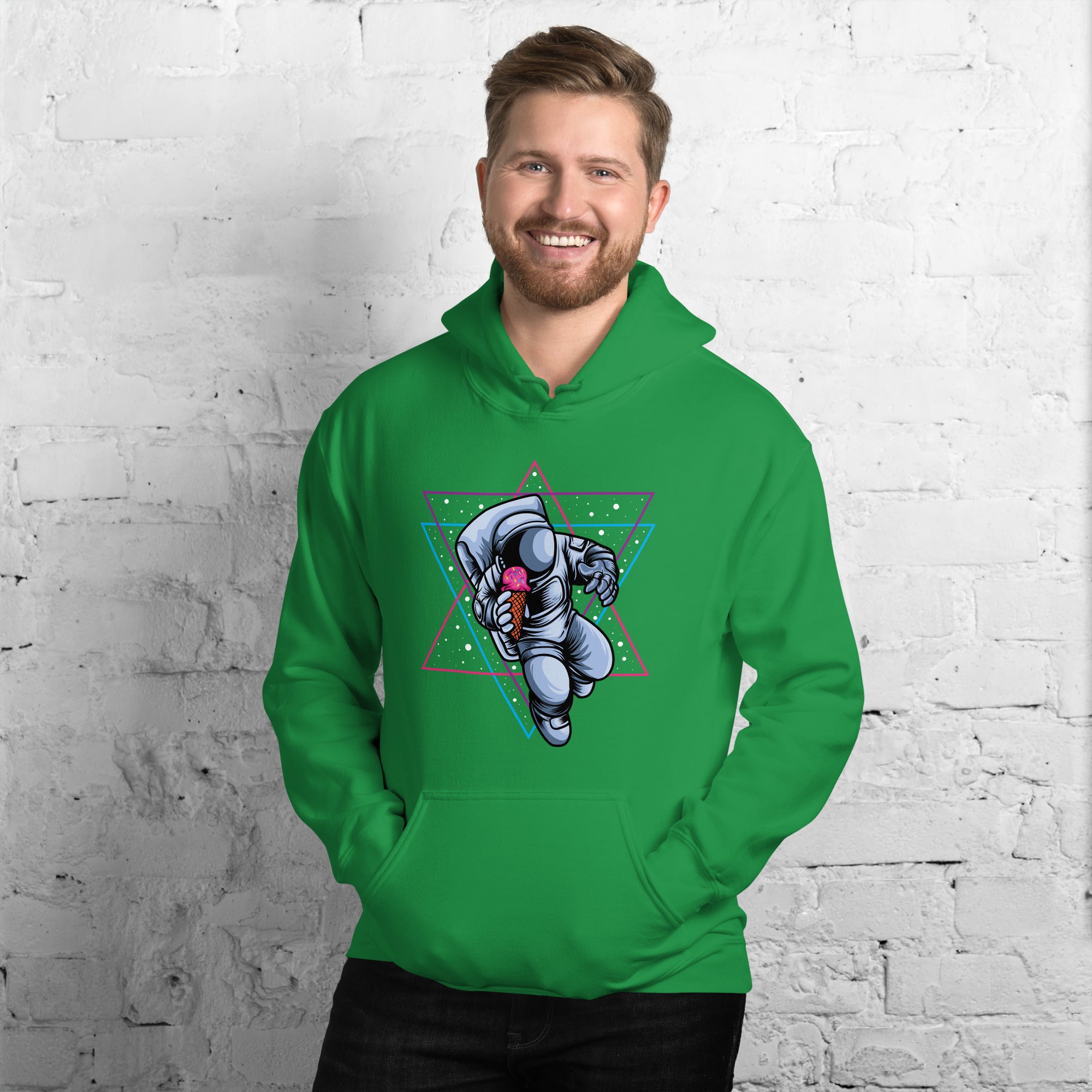 Felpa Stampata Unisex con Cappuccio – Morbida – Design Space Ice cream-Biiply