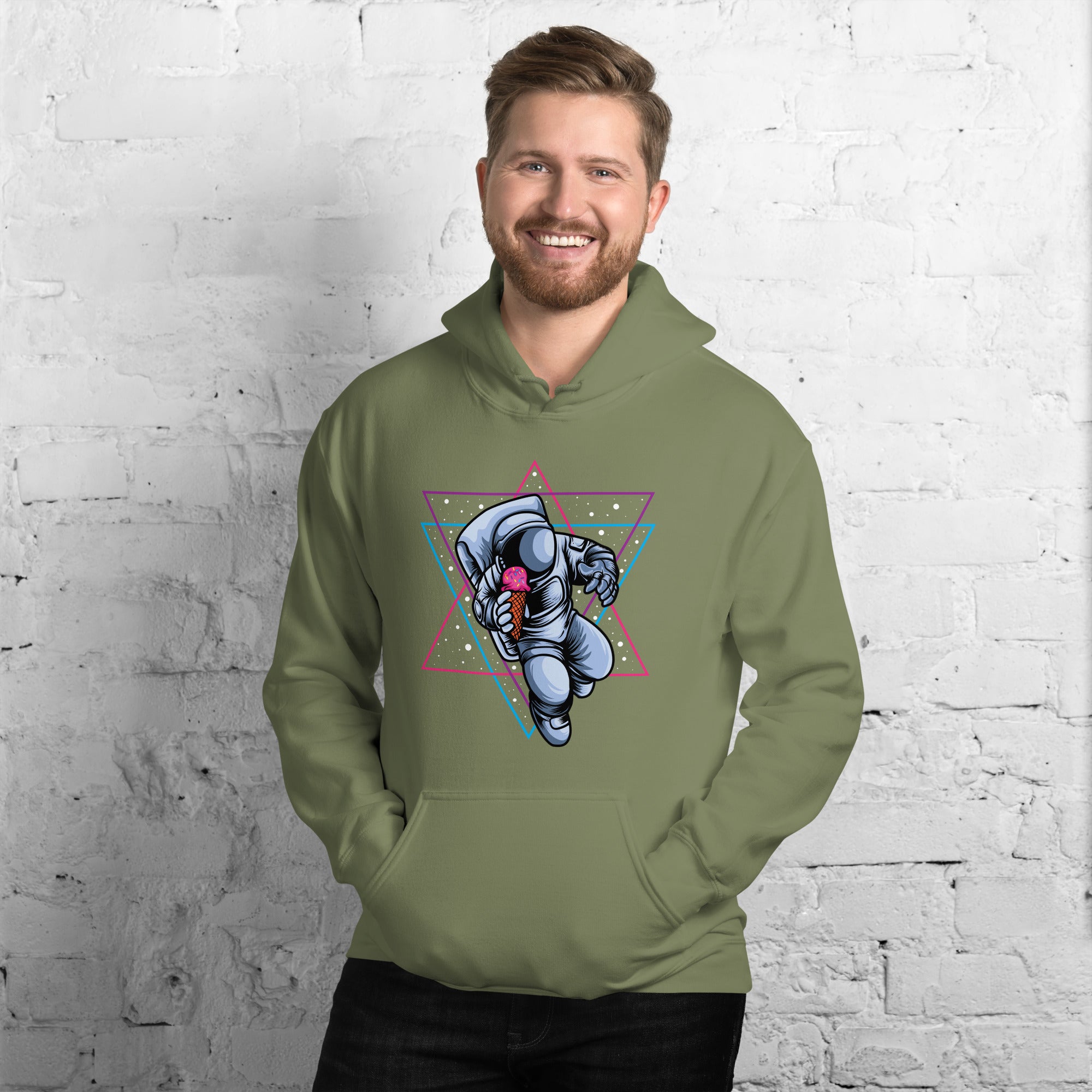 Felpa Stampata Unisex con Cappuccio – Morbida – Design Space Ice cream-Biiply