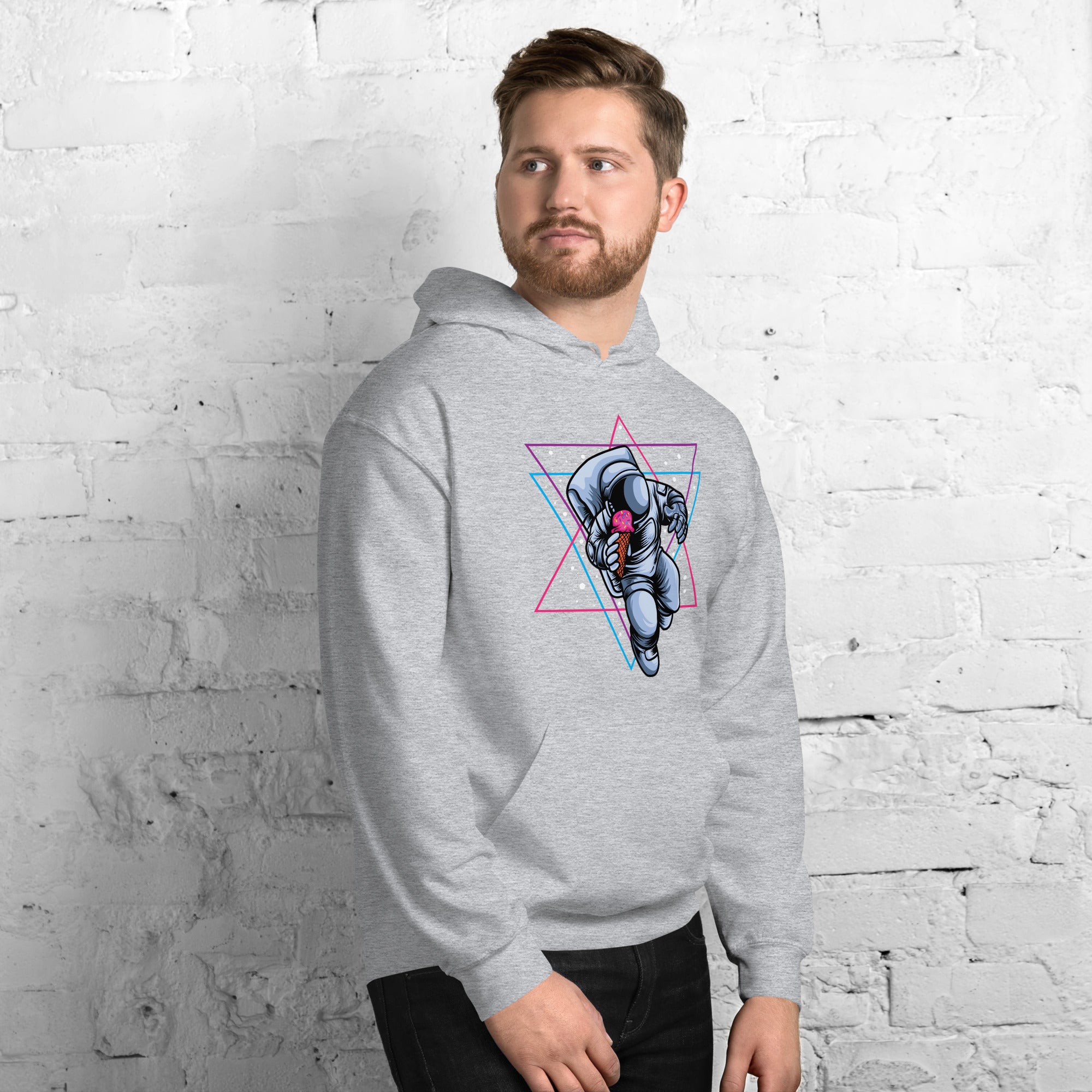Felpa Stampata Unisex con Cappuccio – Morbida – Design Space Ice cream-Biiply