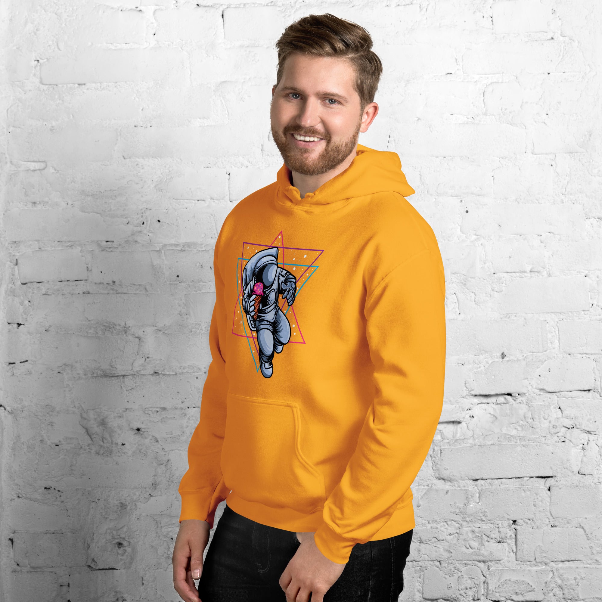 Felpa Stampata Unisex con Cappuccio – Morbida – Design Space Ice cream-Biiply