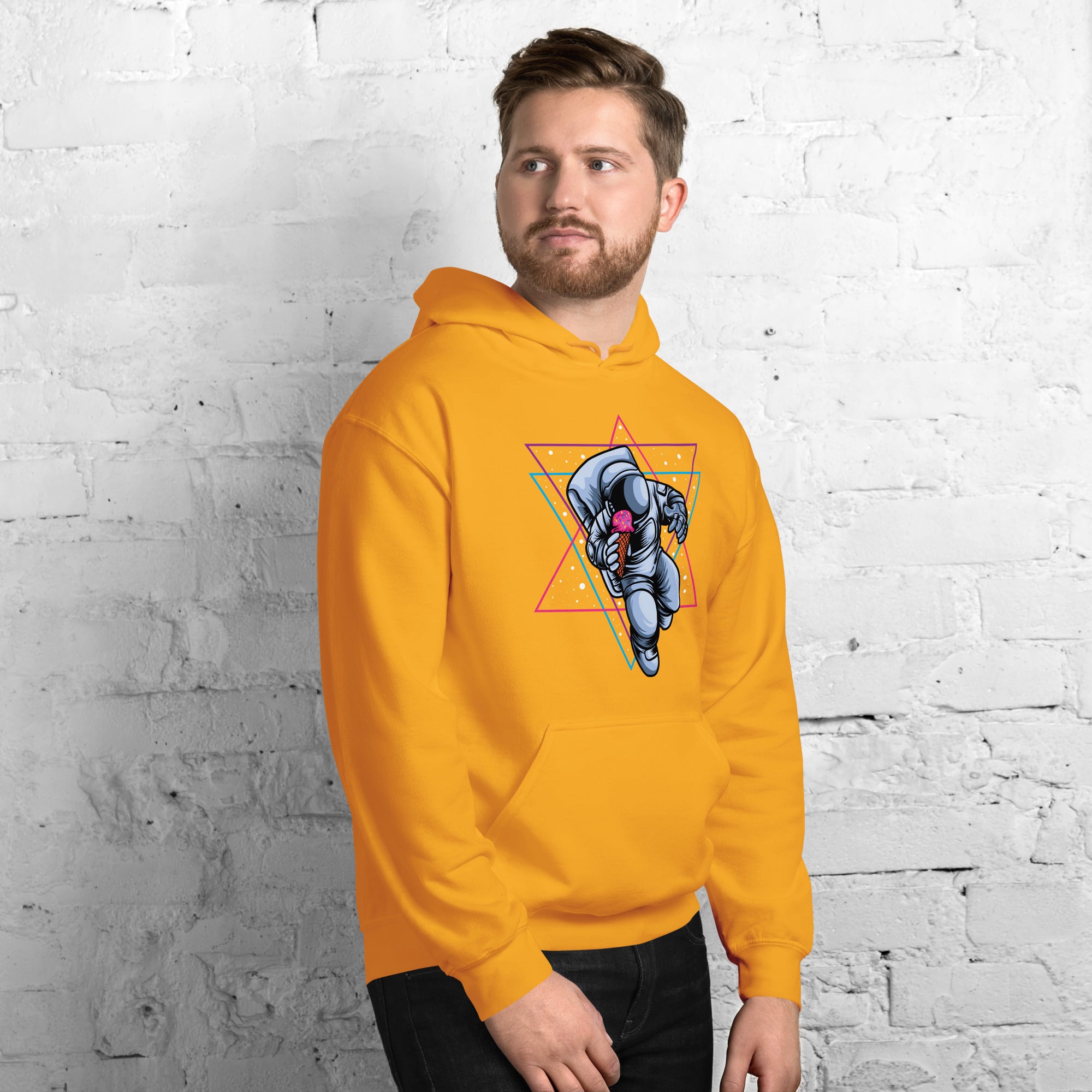 Felpa Stampata Unisex con Cappuccio – Morbida – Design Space Ice cream-Biiply