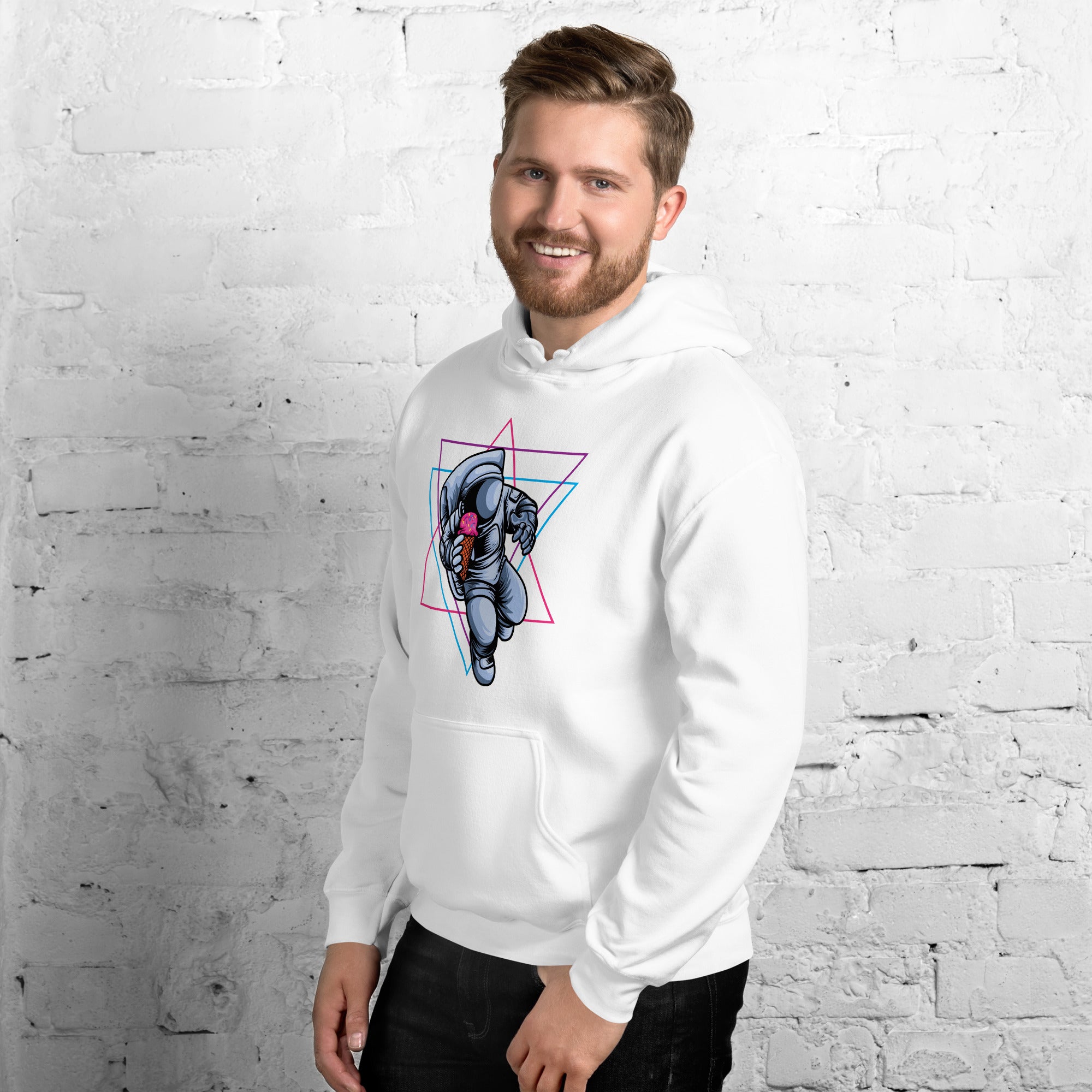Felpa Stampata Unisex con Cappuccio – Morbida – Design Space Ice cream-Biiply