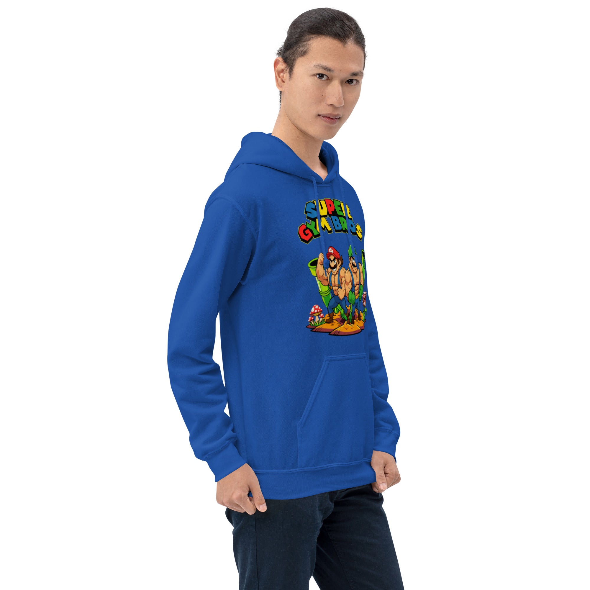 Felpa Stampata Unisex con Cappuccio – Morbida – Design Super Gym Bros-Biiply
