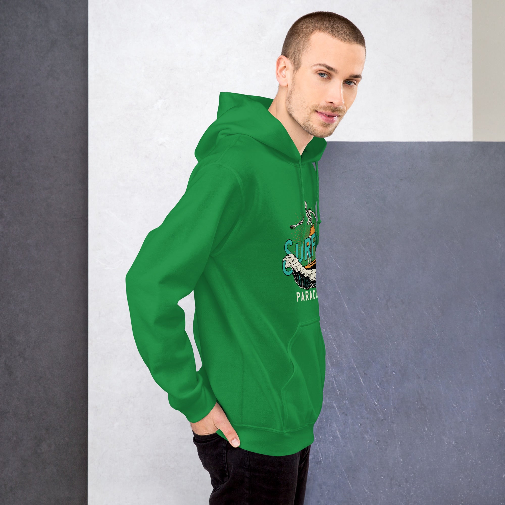 Felpa Stampata Unisex con Cappuccio – Morbida – Design Surfing Paradise-Biiply