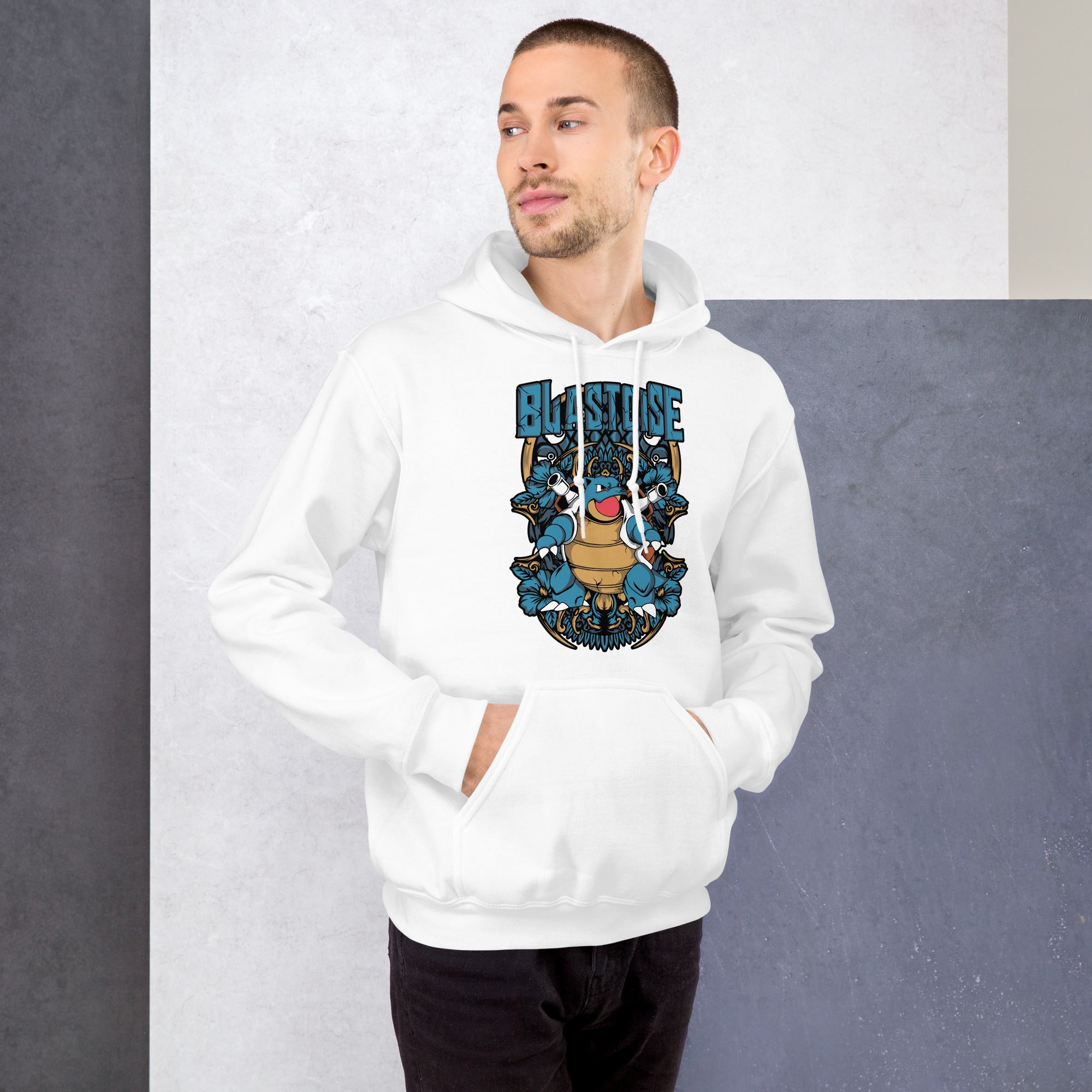 Felpa Stampata Unisex con Cappuccio – Morbida – Design Tartaruga Blastoise-Biiply