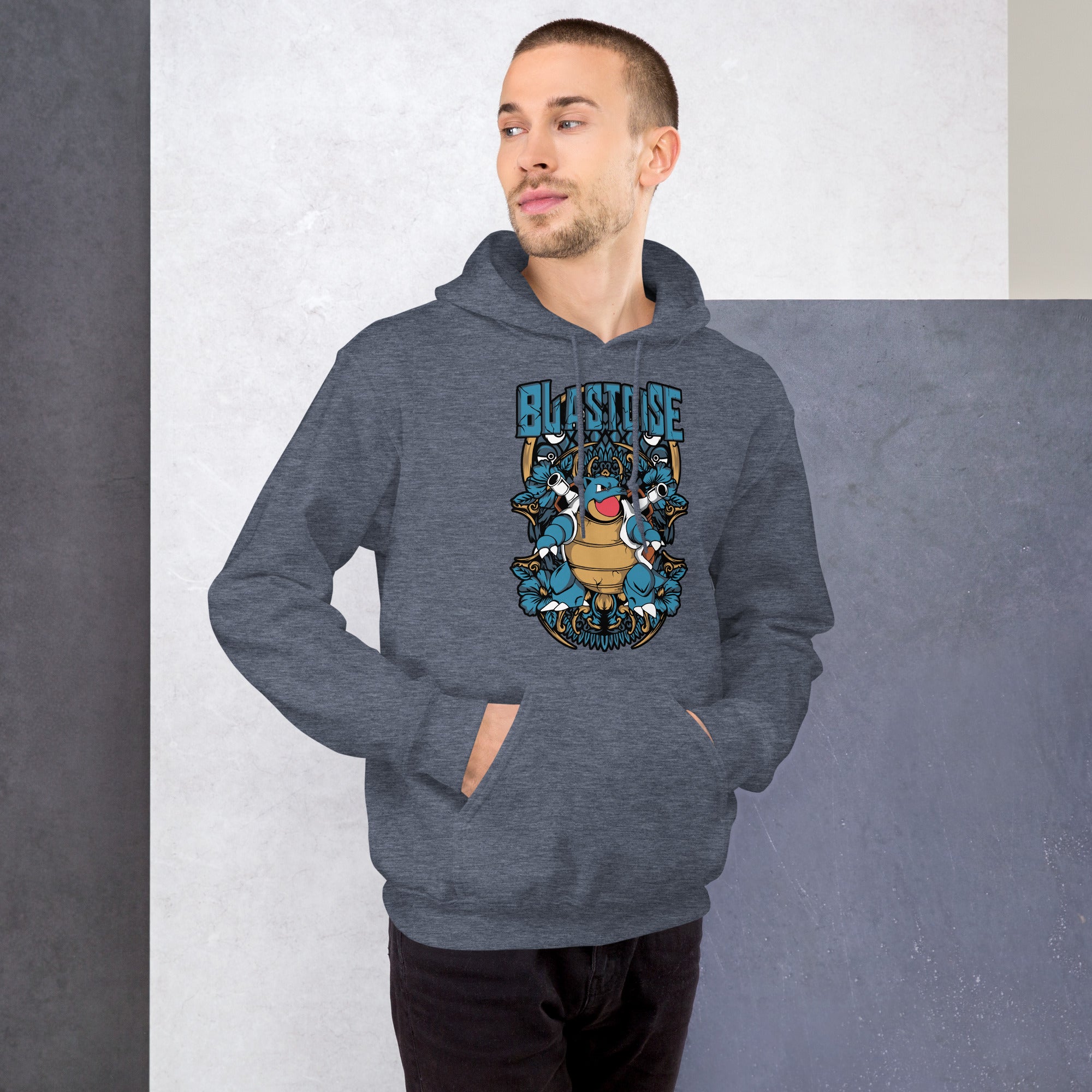Felpa Stampata Unisex con Cappuccio – Morbida – Design Tartaruga Blastoise-Biiply