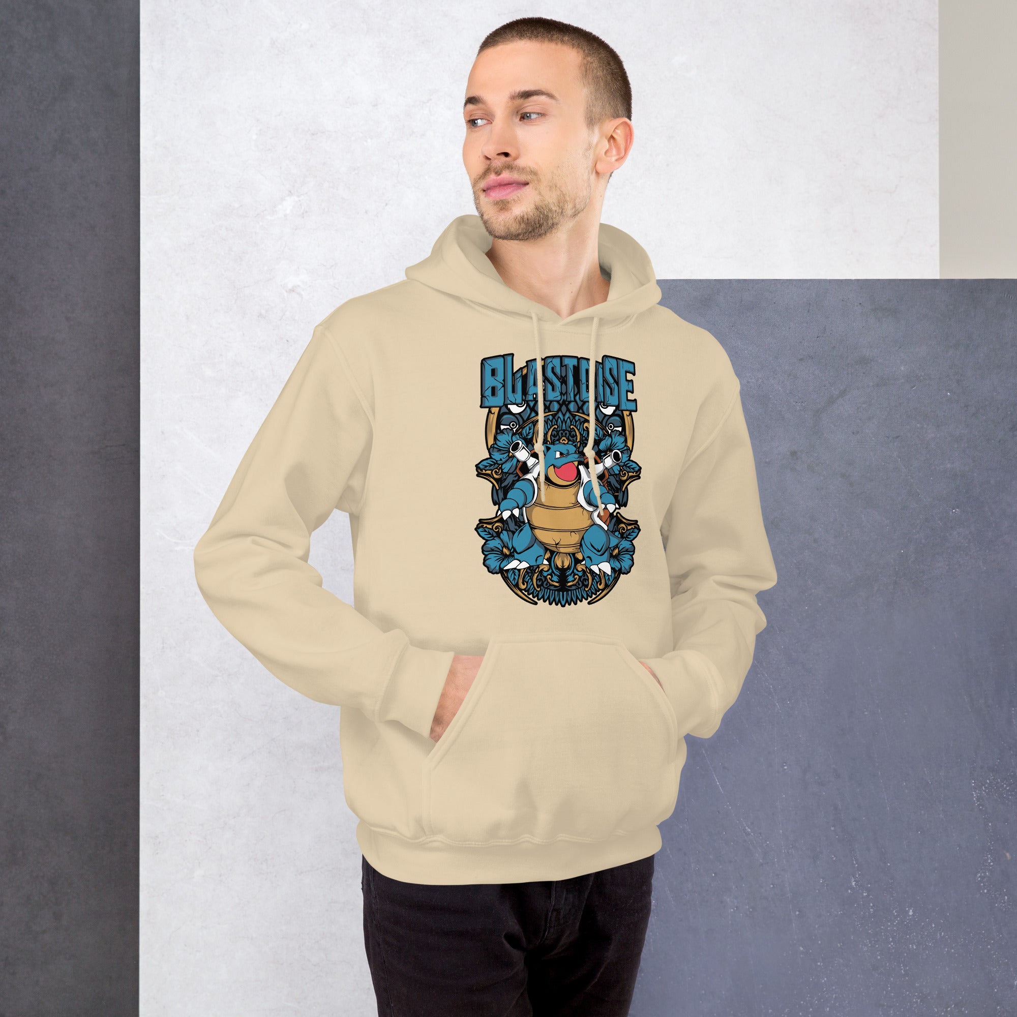 Felpa Stampata Unisex con Cappuccio – Morbida – Design Tartaruga Blastoise-Biiply