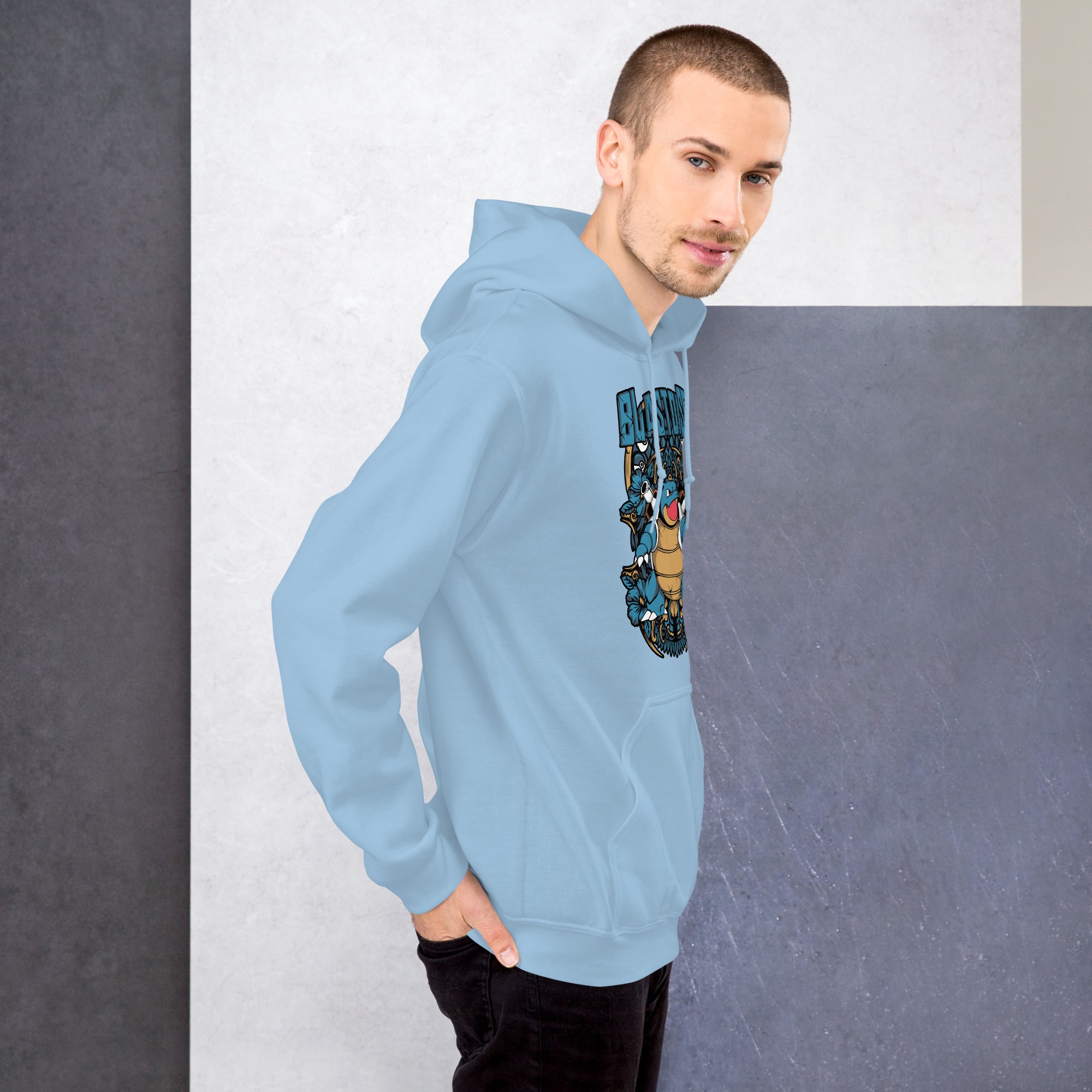 Felpa Stampata Unisex con Cappuccio – Morbida – Design Tartaruga Blastoise-Biiply
