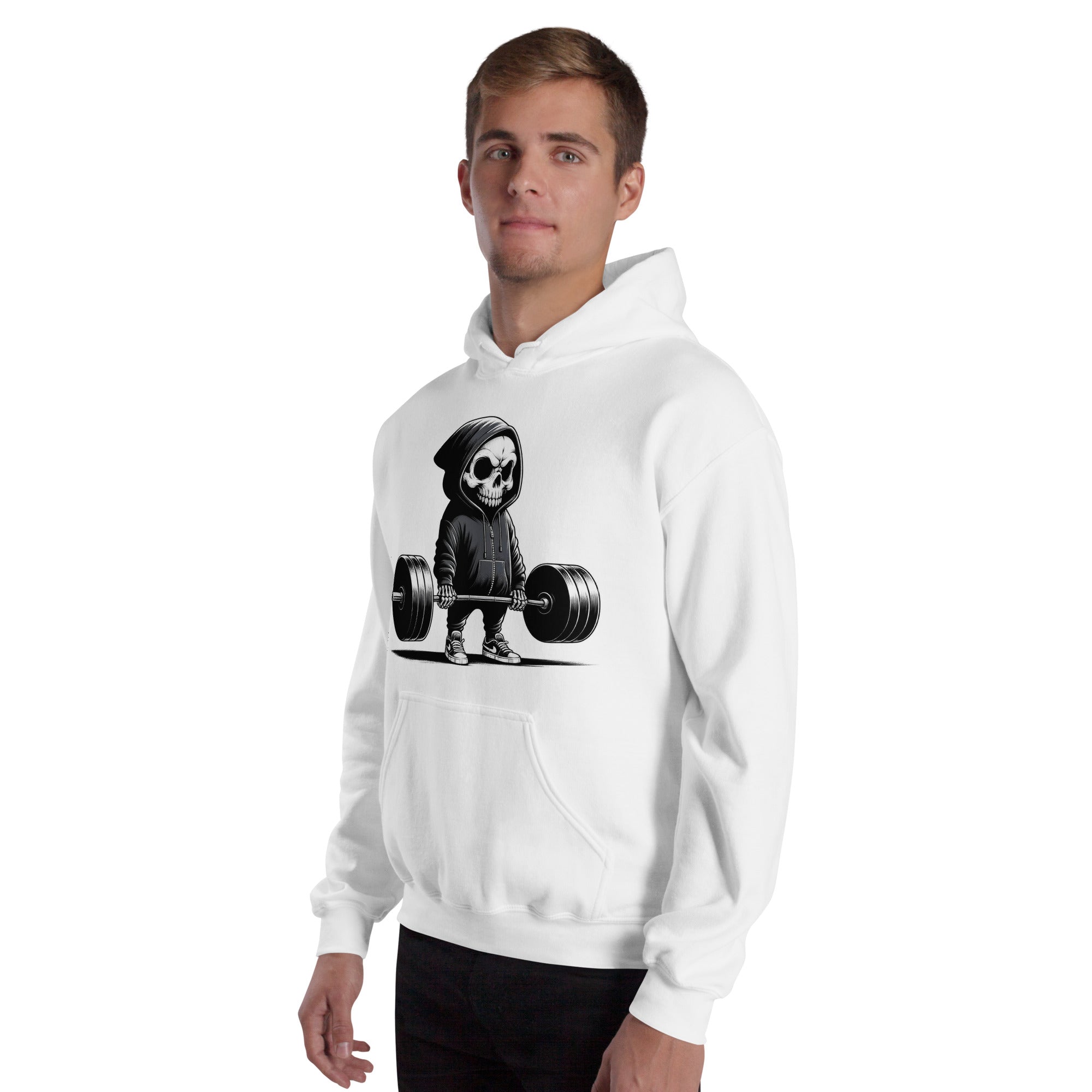 Felpa Stampata Unisex con Cappuccio – Morbida – Design Teschio Gym Bro-Biiply