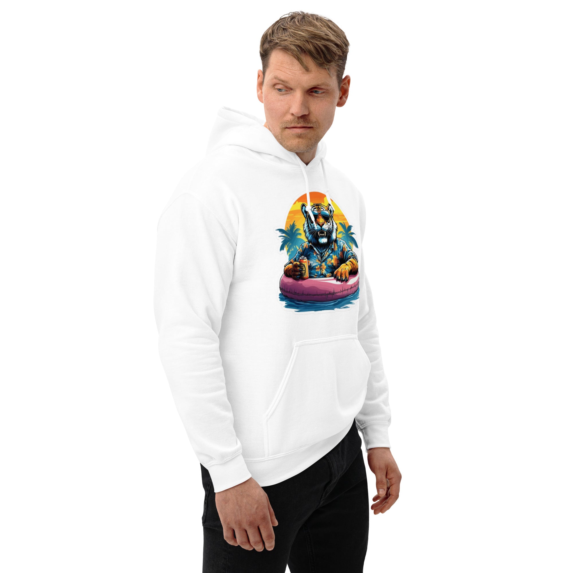 Felpa Stampata Unisex con Cappuccio – Morbida – Design Tiger-Biiply
