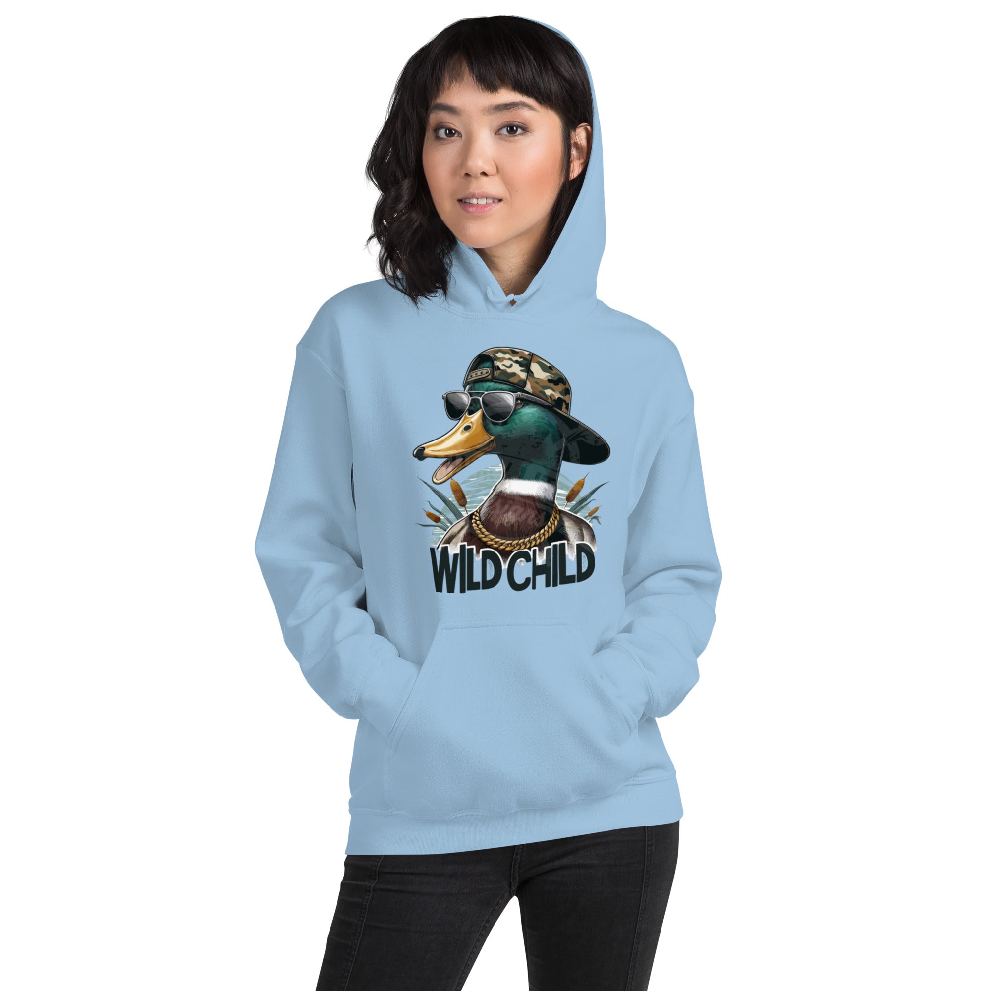 Felpa Stampata Unisex con Cappuccio – Morbida – Design Wild Duck-Biiply