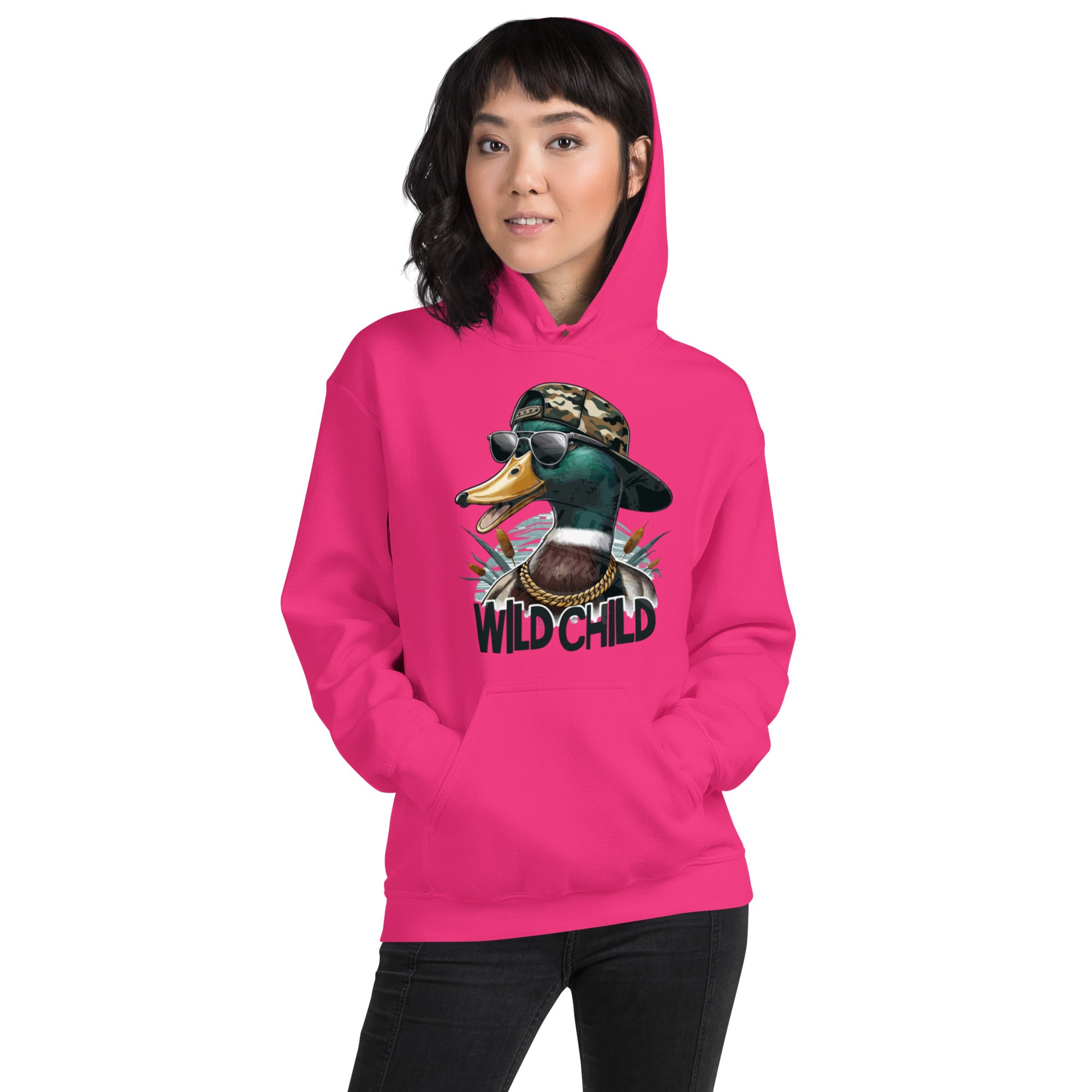Felpa Stampata Unisex con Cappuccio – Morbida – Design Wild Duck-Biiply