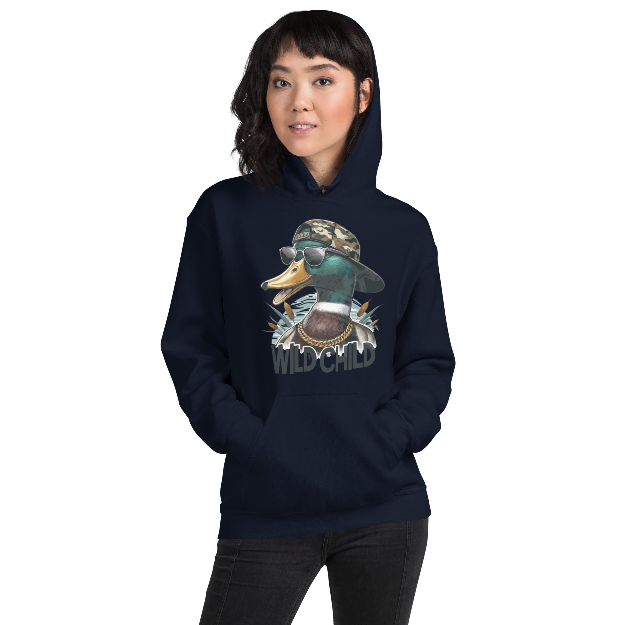 Felpa Stampata Unisex con Cappuccio – Morbida – Design Wild Duck-Biiply