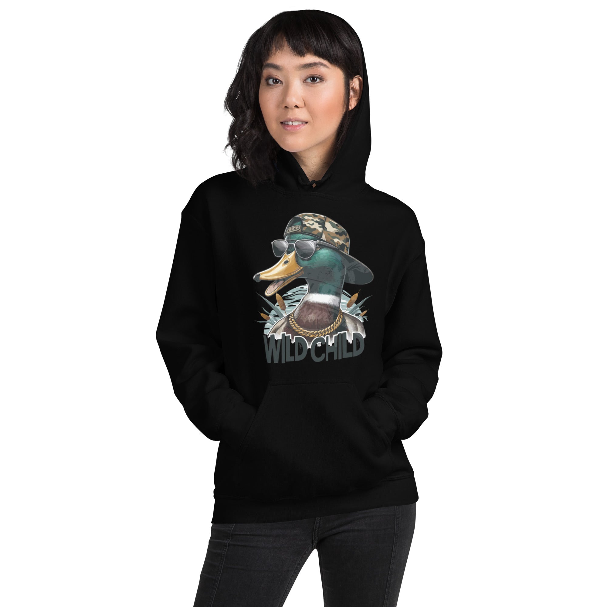 Felpa Stampata Unisex con Cappuccio – Morbida – Design Wild Duck-Biiply
