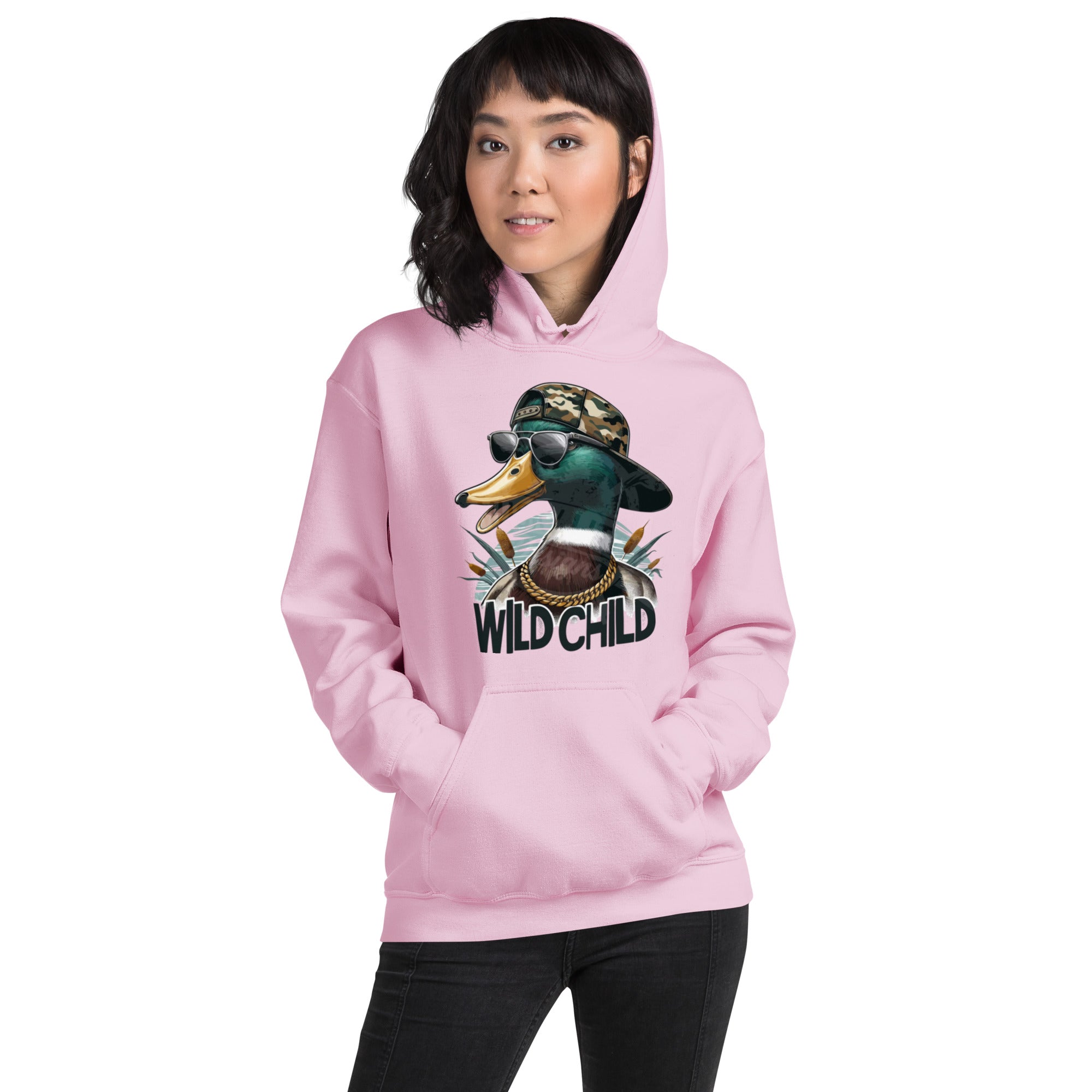 Felpa Stampata Unisex con Cappuccio – Morbida – Design Wild Duck-Biiply