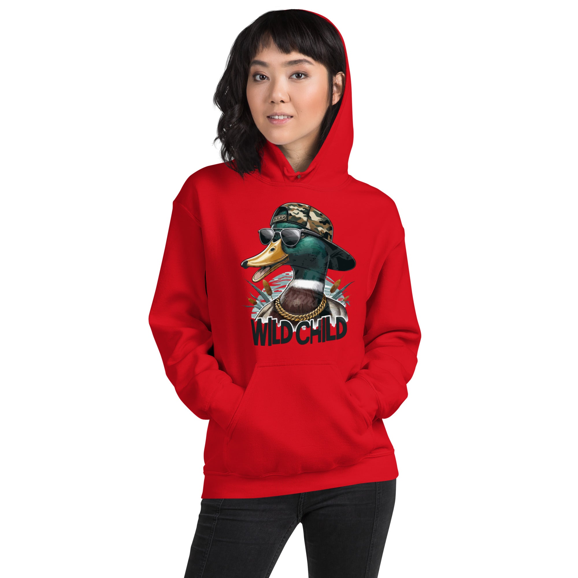 Felpa Stampata Unisex con Cappuccio – Morbida – Design Wild Duck-Biiply