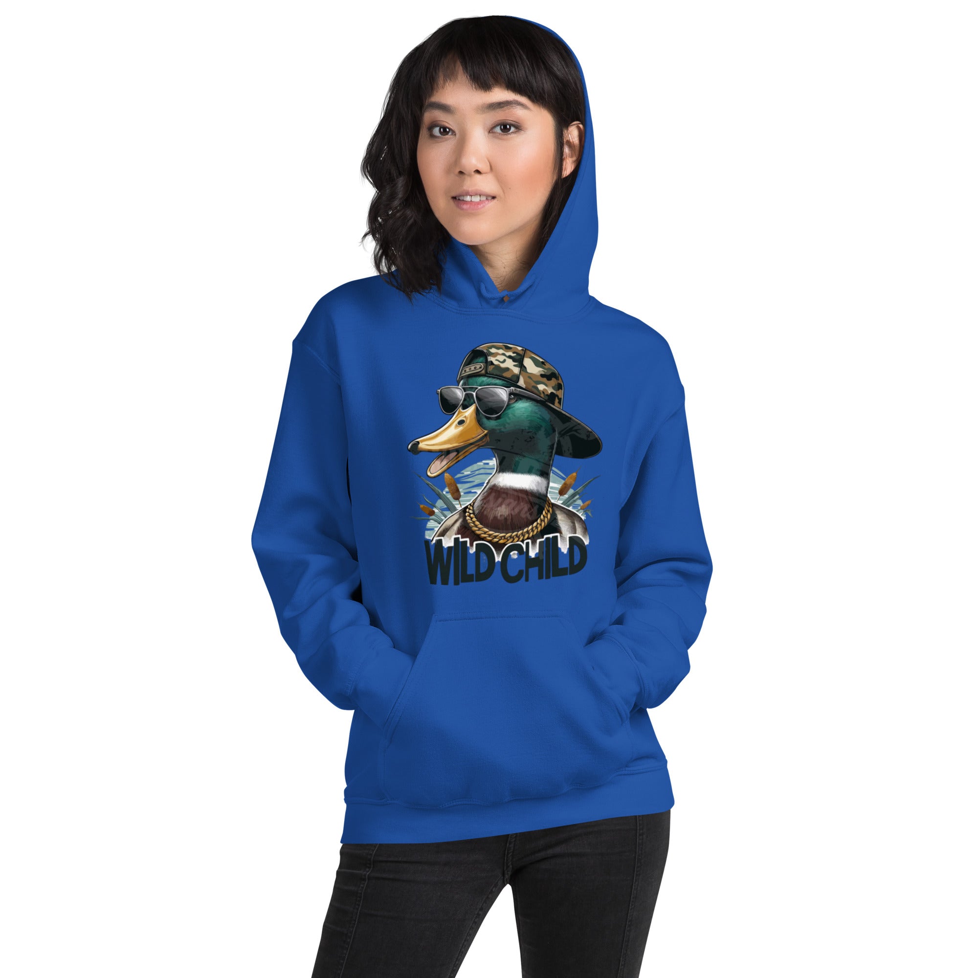 Felpa Stampata Unisex con Cappuccio – Morbida – Design Wild Duck-Biiply