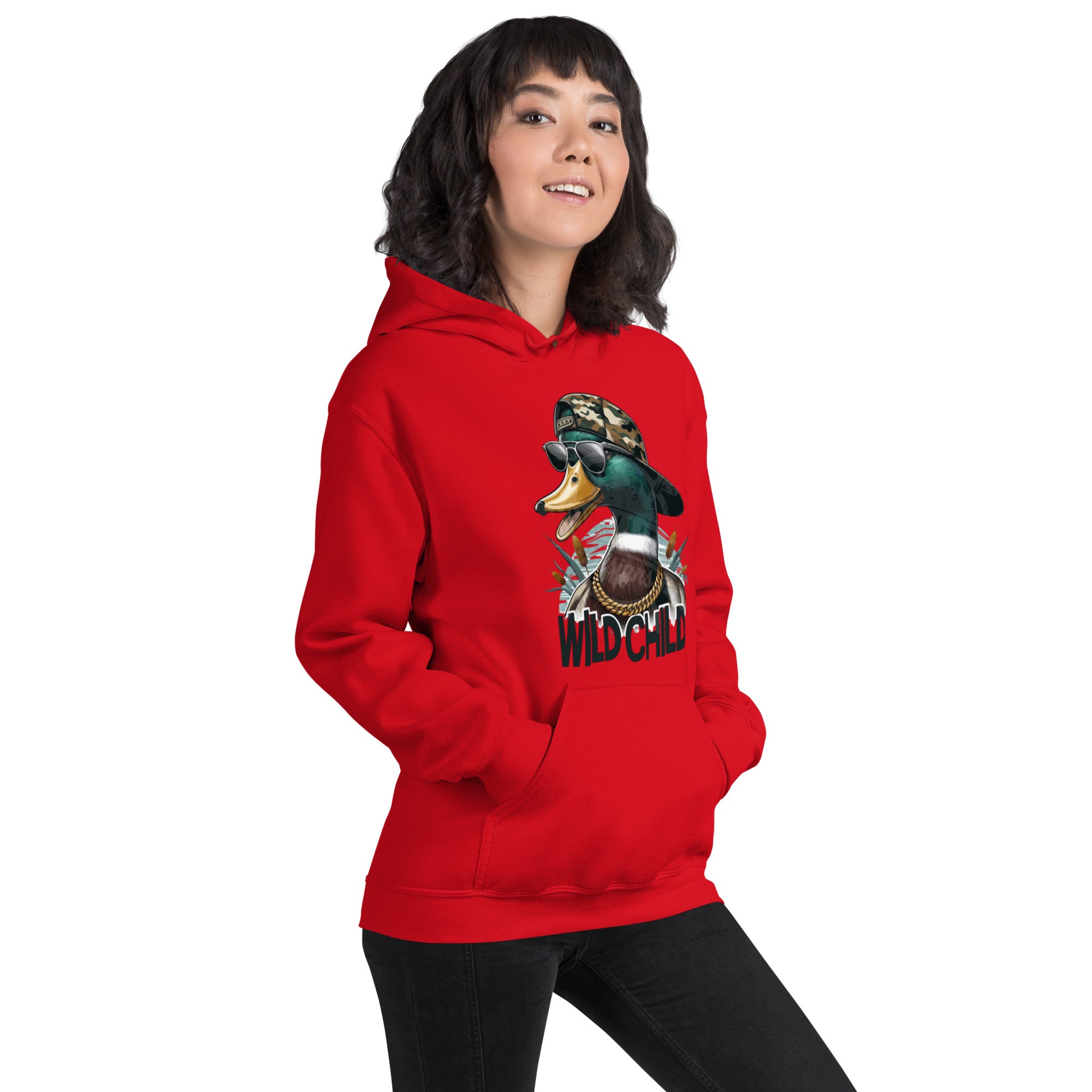 Felpa Stampata Unisex con Cappuccio – Morbida – Design Wild Duck-Biiply