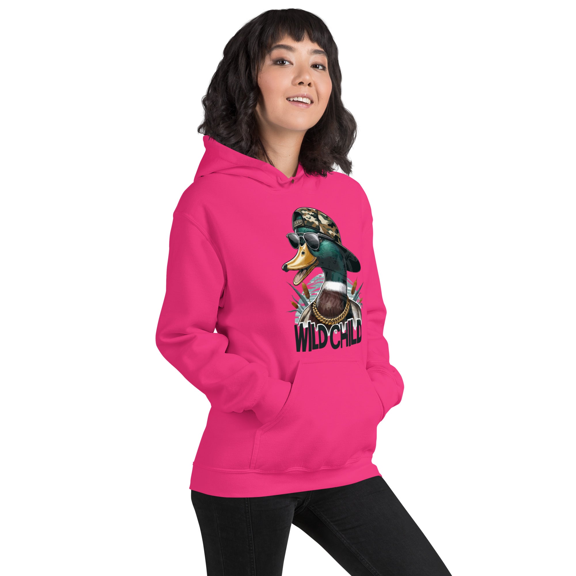Felpa Stampata Unisex con Cappuccio – Morbida – Design Wild Duck-Biiply