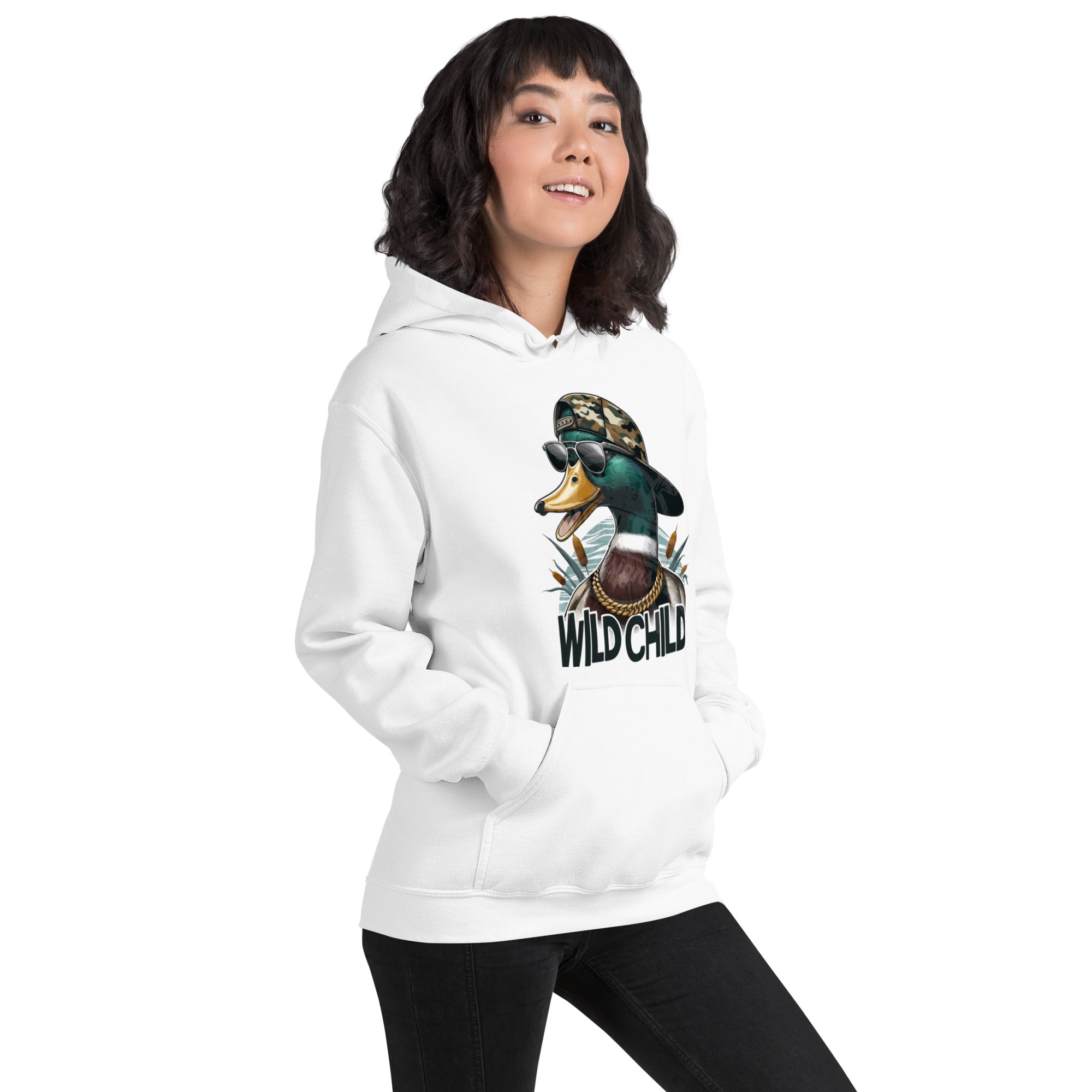 Felpa Stampata Unisex con Cappuccio – Morbida – Design Wild Duck-Biiply