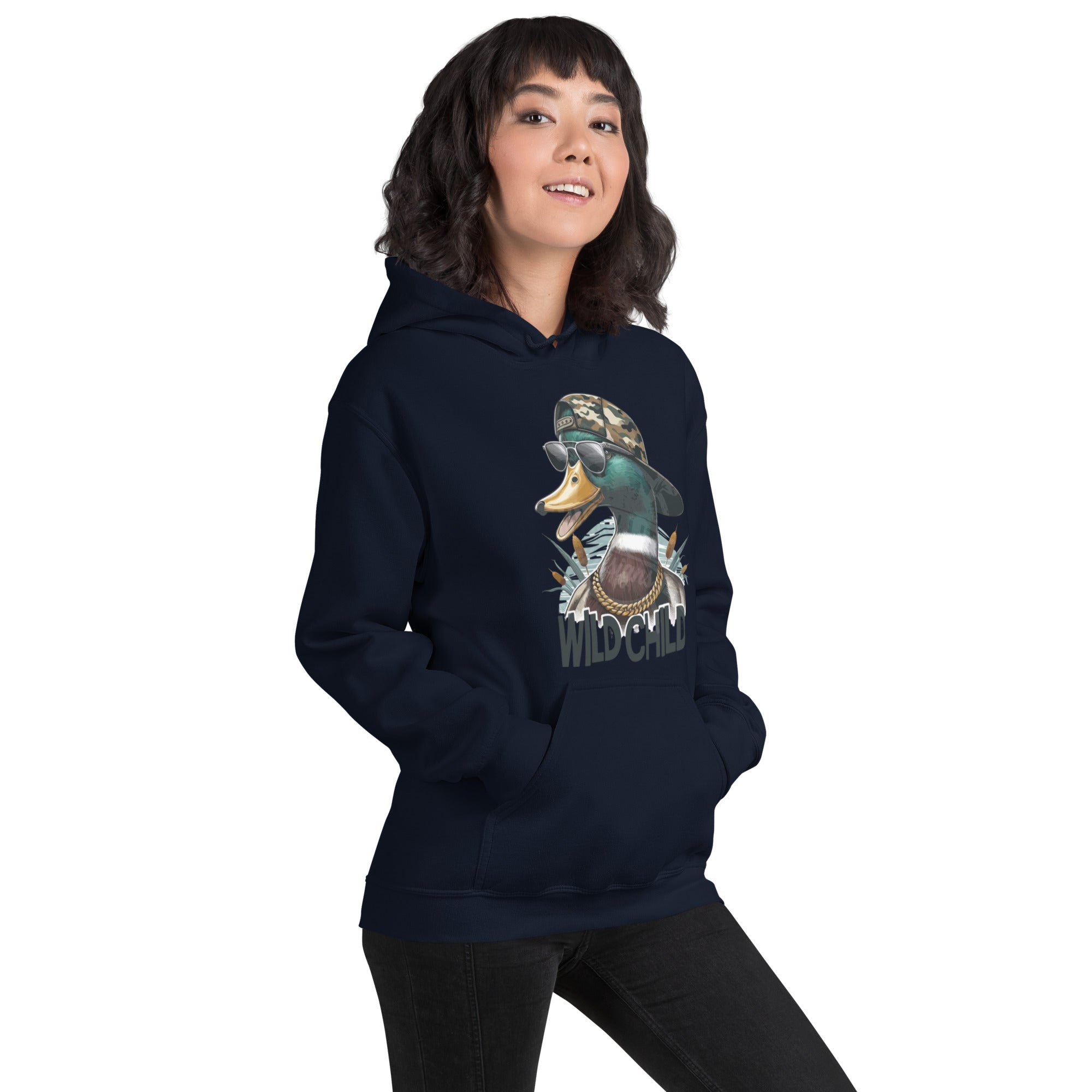 Felpa Stampata Unisex con Cappuccio – Morbida – Design Wild Duck-Biiply