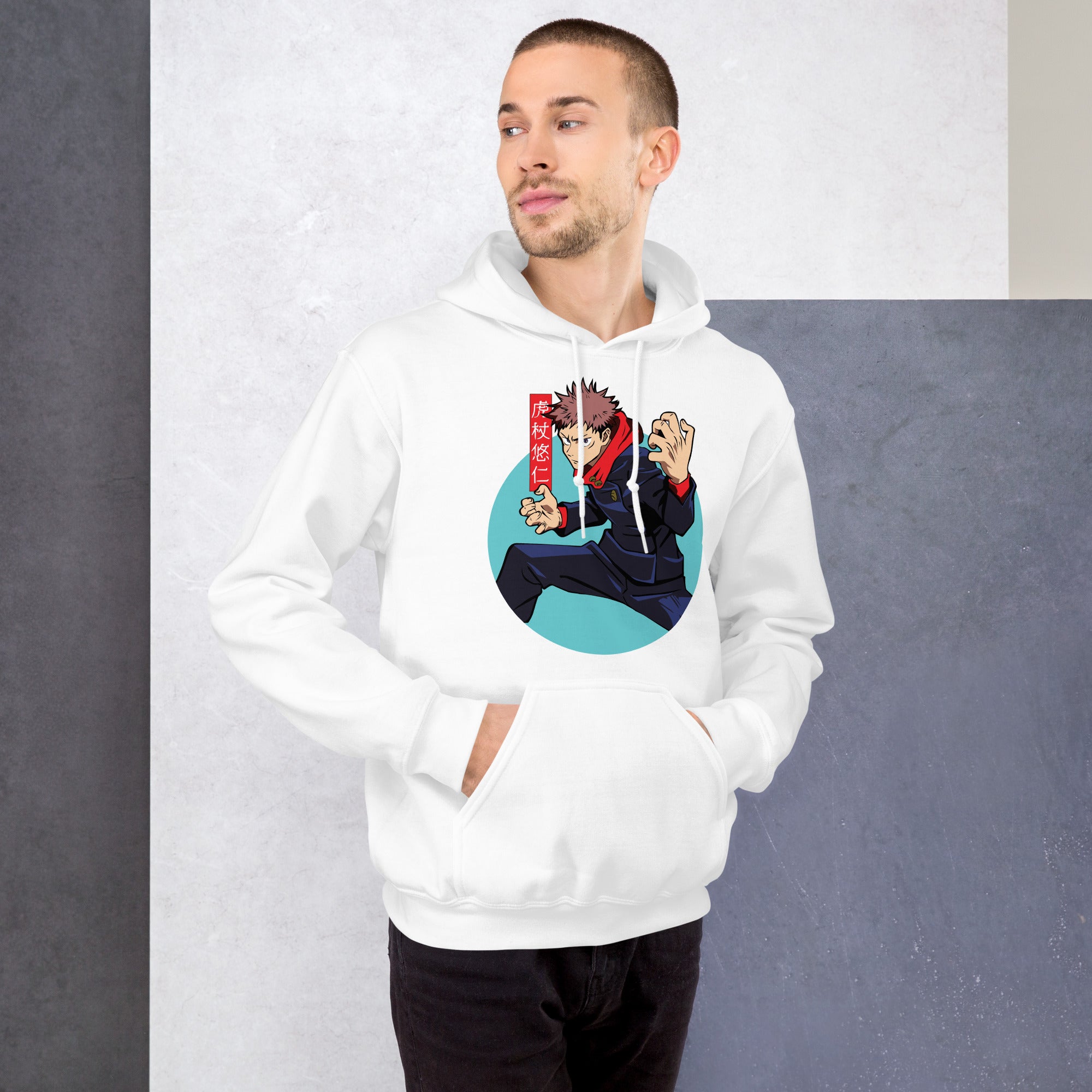 Felpa Stampata Unisex con Cappuccio – Morbida – Design Yuri Itadori-Biiply