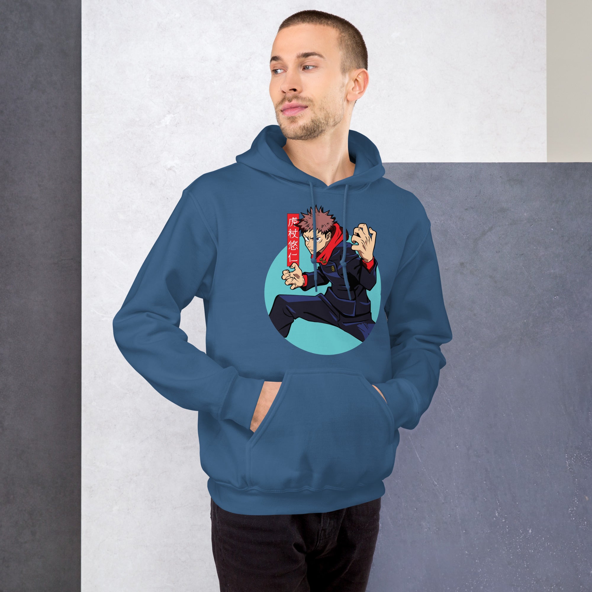 Felpa Stampata Unisex con Cappuccio – Morbida – Design Yuri Itadori-Biiply