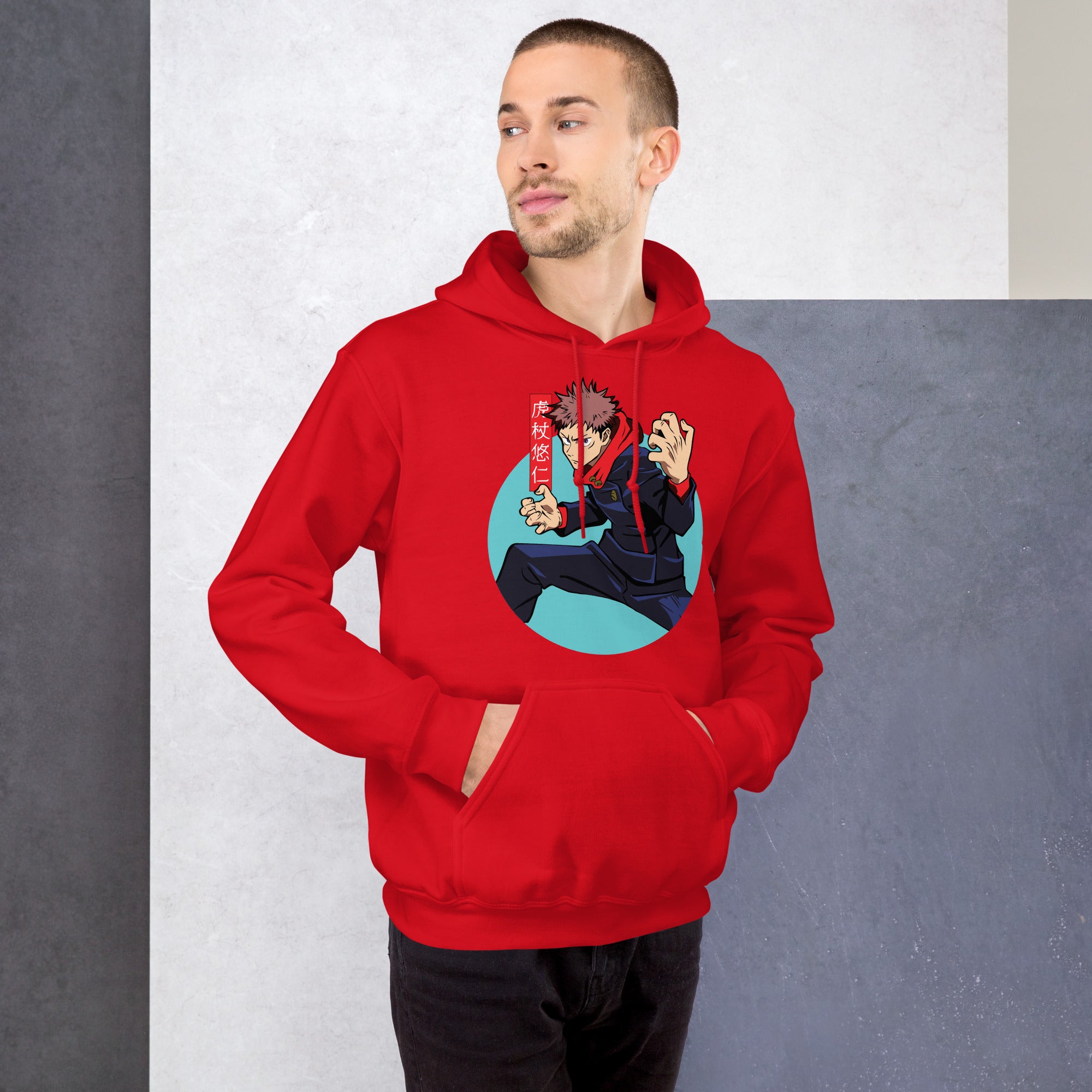 Felpa Stampata Unisex con Cappuccio – Morbida – Design Yuri Itadori-Biiply