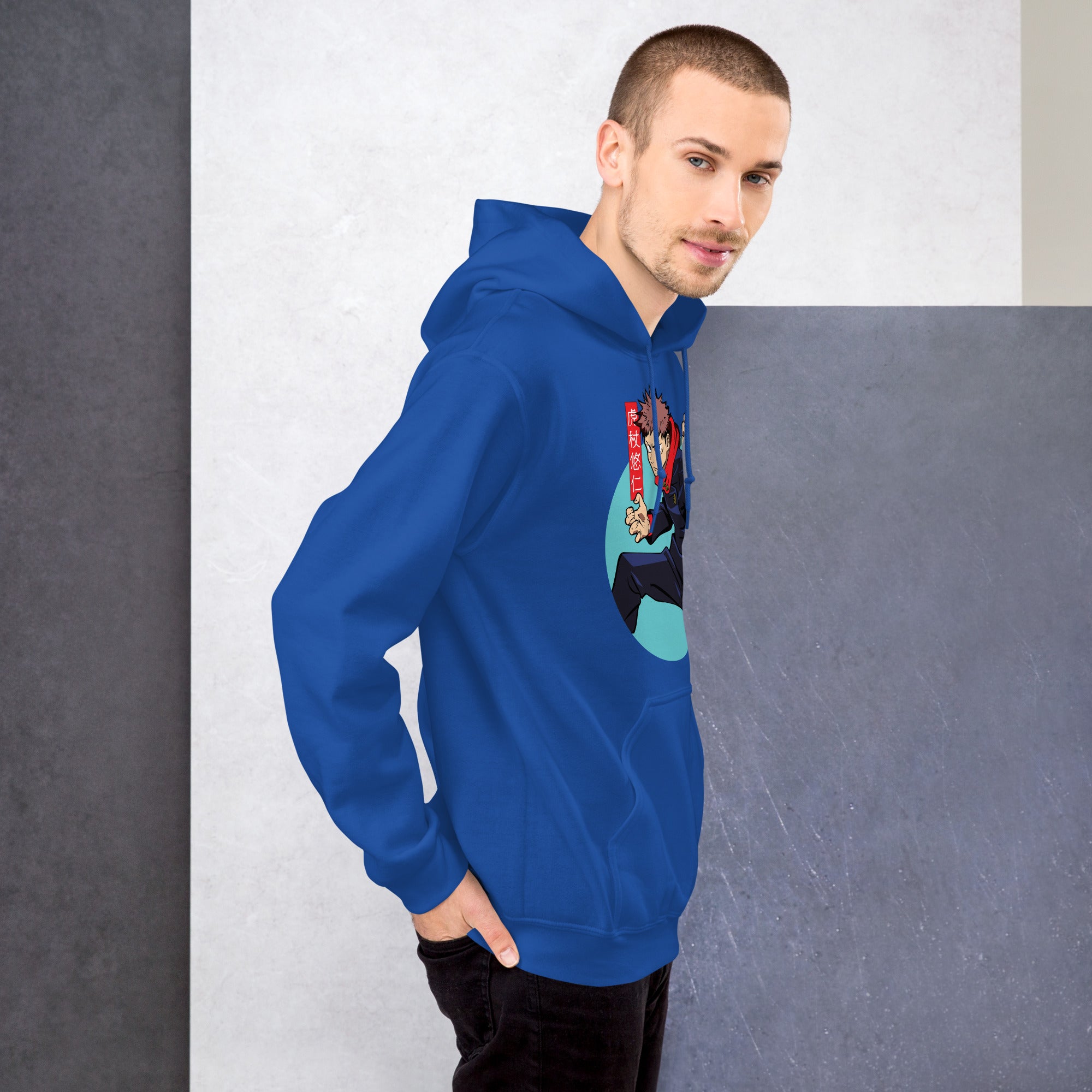 Felpa Stampata Unisex con Cappuccio – Morbida – Design Yuri Itadori-Biiply