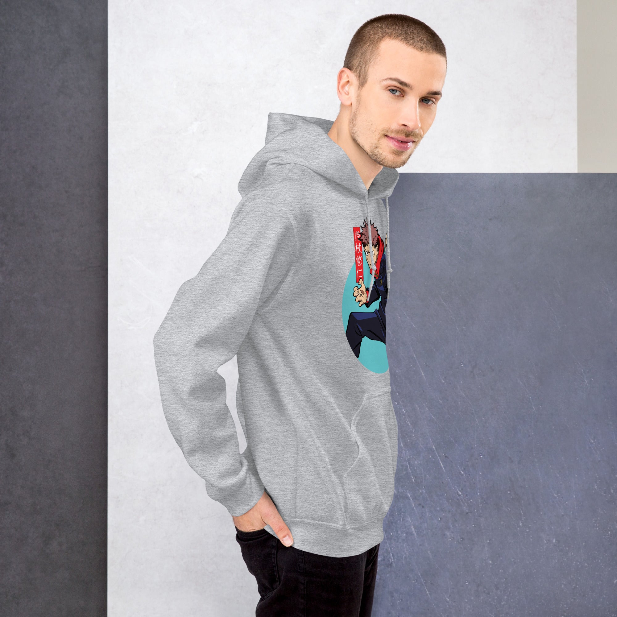 Felpa Stampata Unisex con Cappuccio – Morbida – Design Yuri Itadori-Biiply