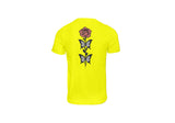 T-Shirt Unisex Ricamata sulla schiena 100% Cotone – Confortevole – Design rosa con foglie a farfalle