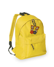Mochila Infantil de Poliéster 600D 28x38x12 cm – Espalda Acolchada y Correas Ajustables – Diseño Bordado Mariposa con Flores