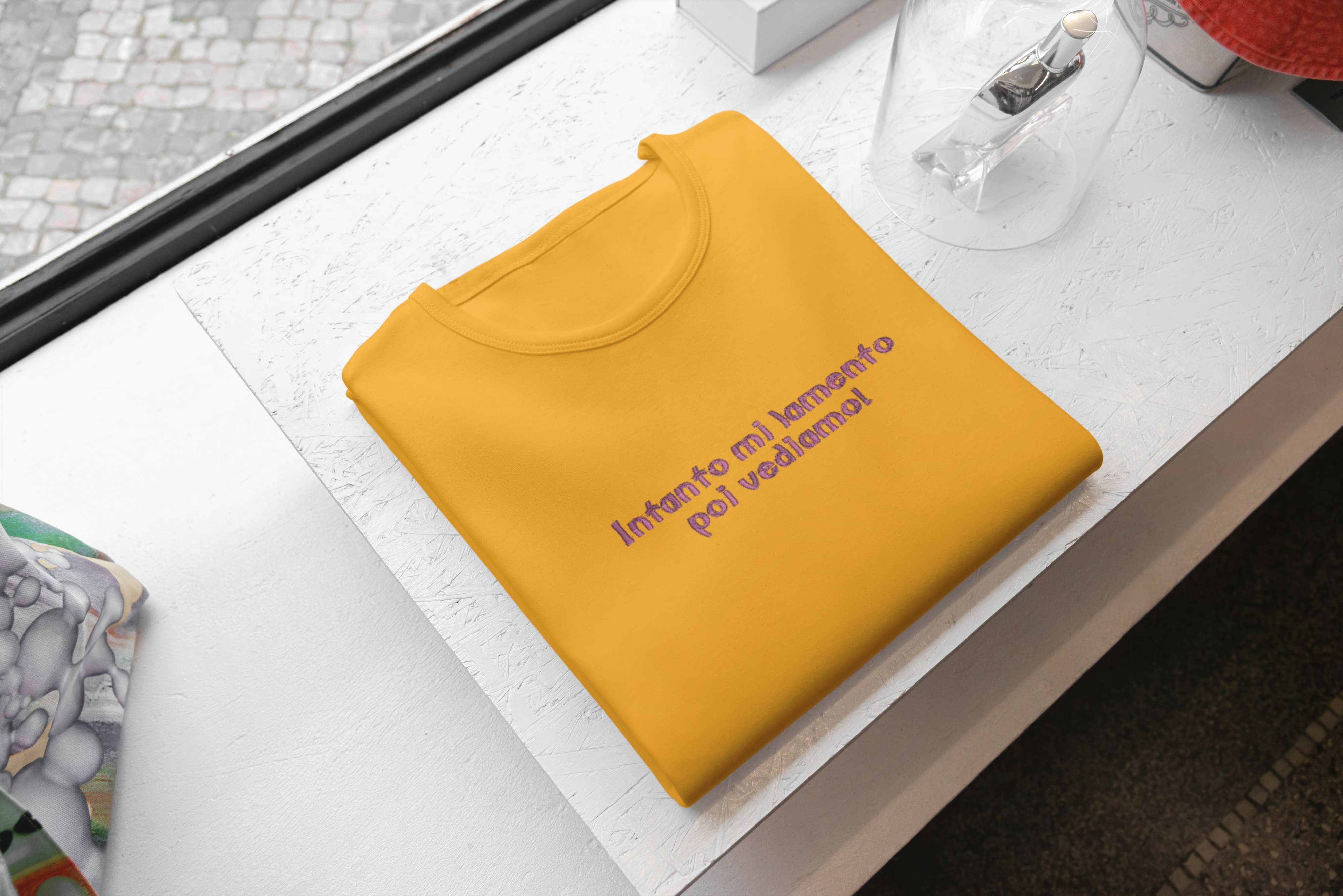 Unisex Embroidered T-Shirt 100% Cotton – Comfortable – Design Intanto mi lamento poi vediamo