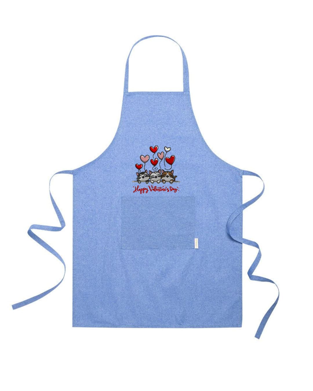 Grembiule in Cotone Riciclato – Sostenibile e Pratico – Cucina e Lavoro – Design Ricamato Gatti Happy Valentines Day-Biiply
