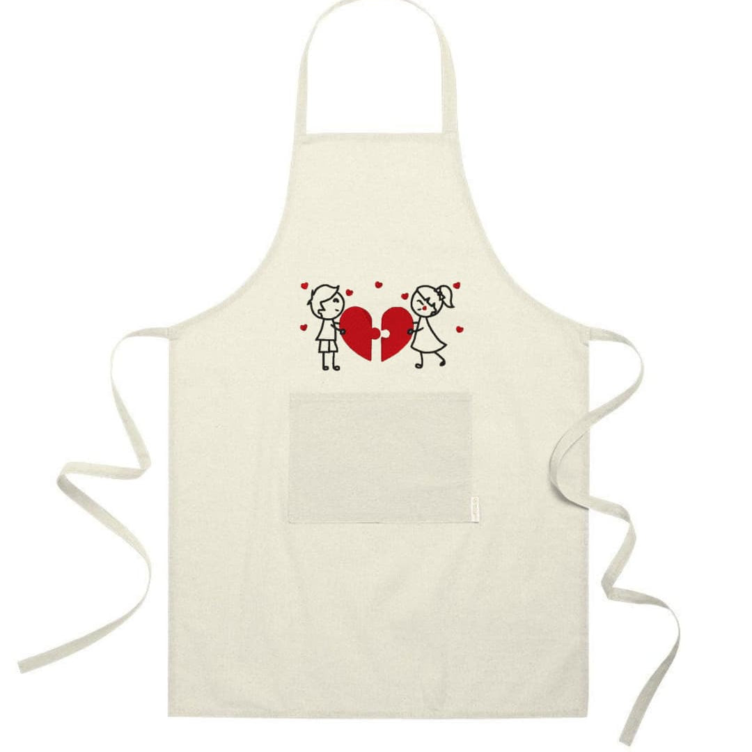 Grembiule in Cotone Riciclato – Sostenibile e Pratico – Cucina e Lavoro – Design Ricamato Innamorati con cuore-Biiply